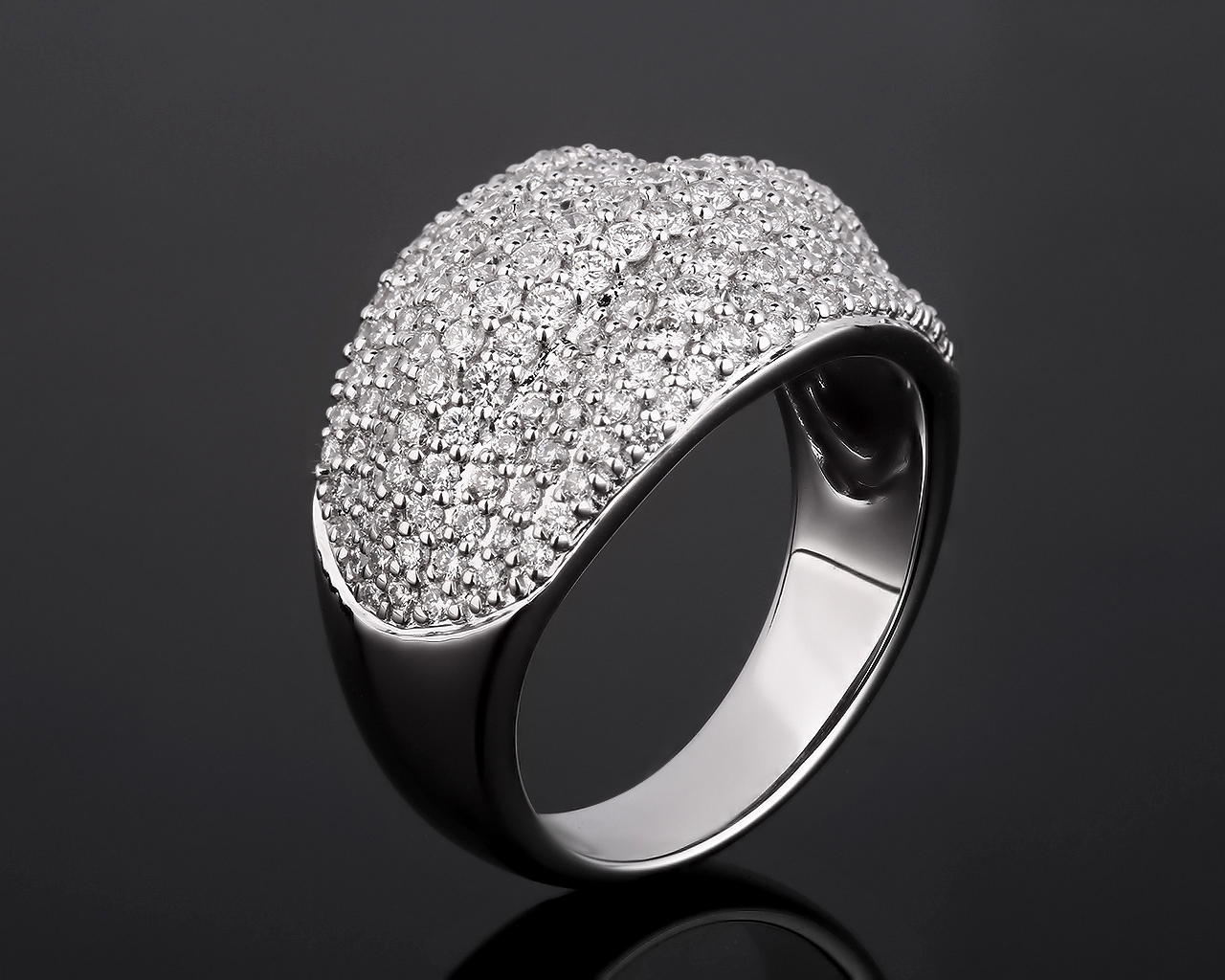 Золотое кольцо с бриллиантовым паве 1.33ct 100118/2