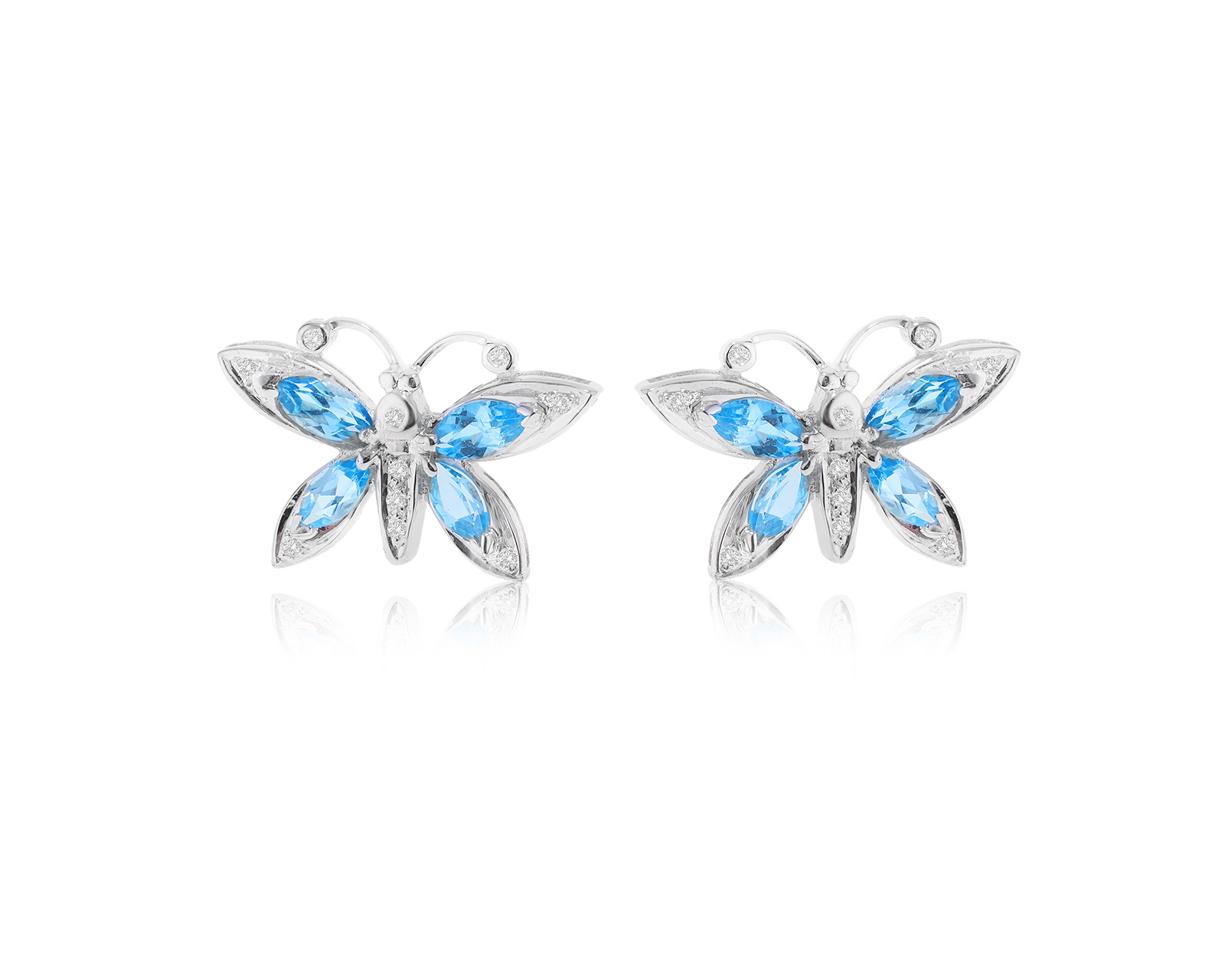 Золотые серьги с топазами 1.78ct и бриллиантами 0.08ct