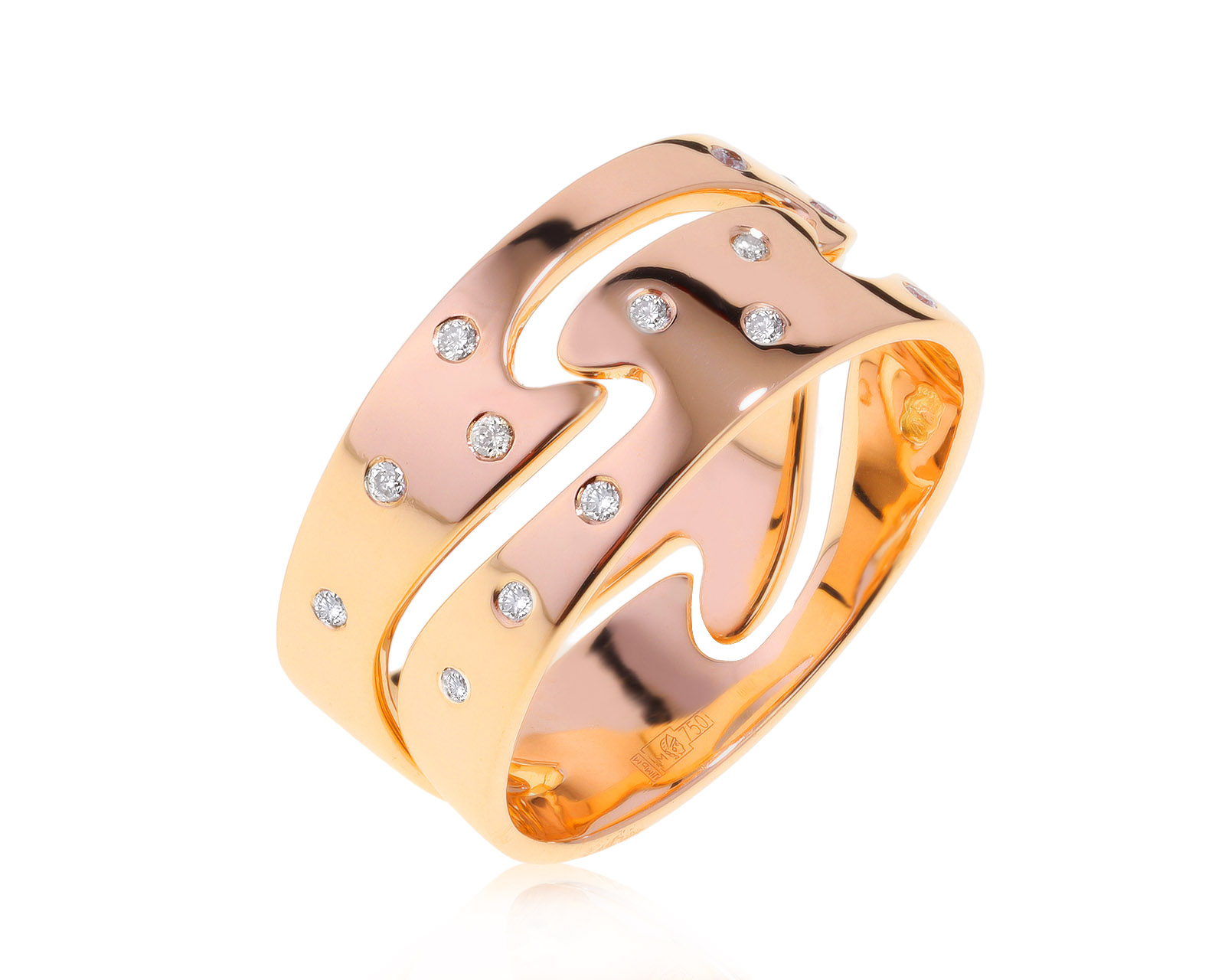 Изысканное золотое кольцо с бриллиантами 0.14ct 131221/8