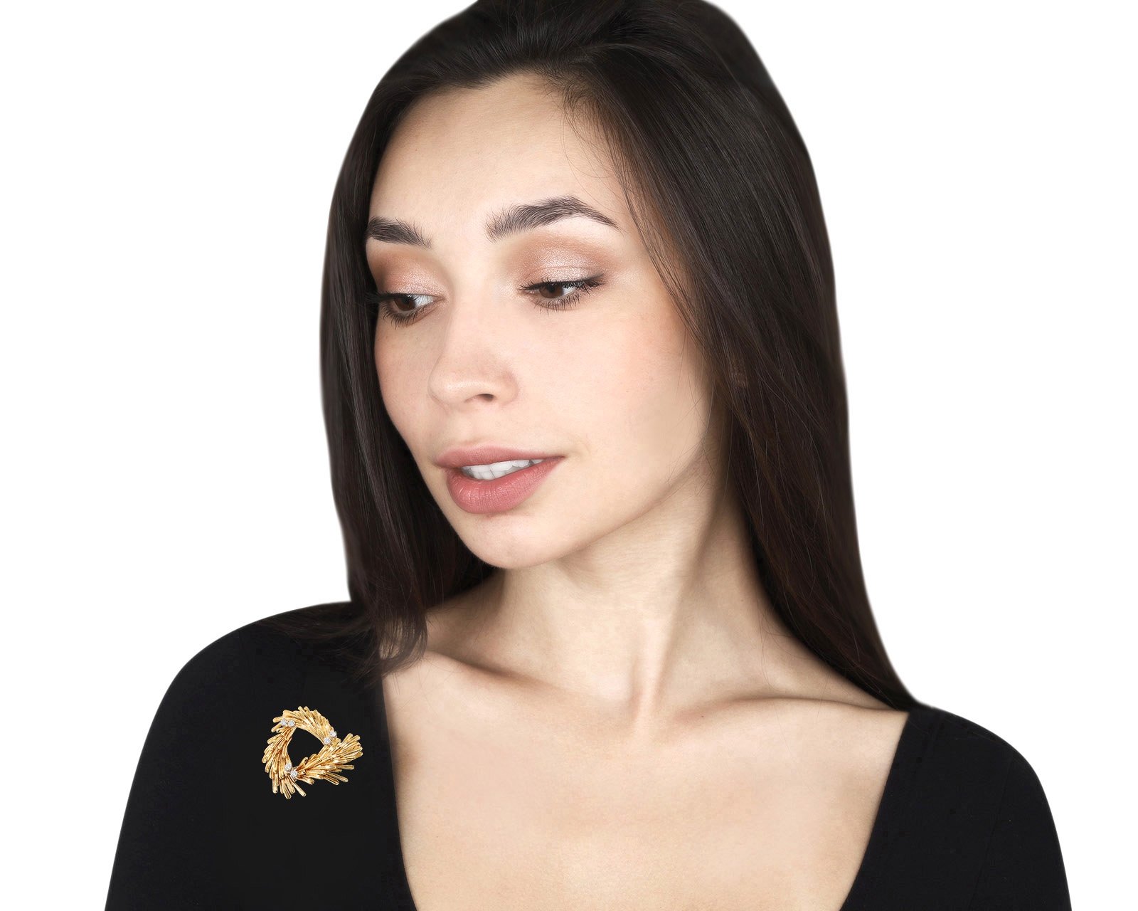 Золотая брошь с бриллиантами 0.36ct