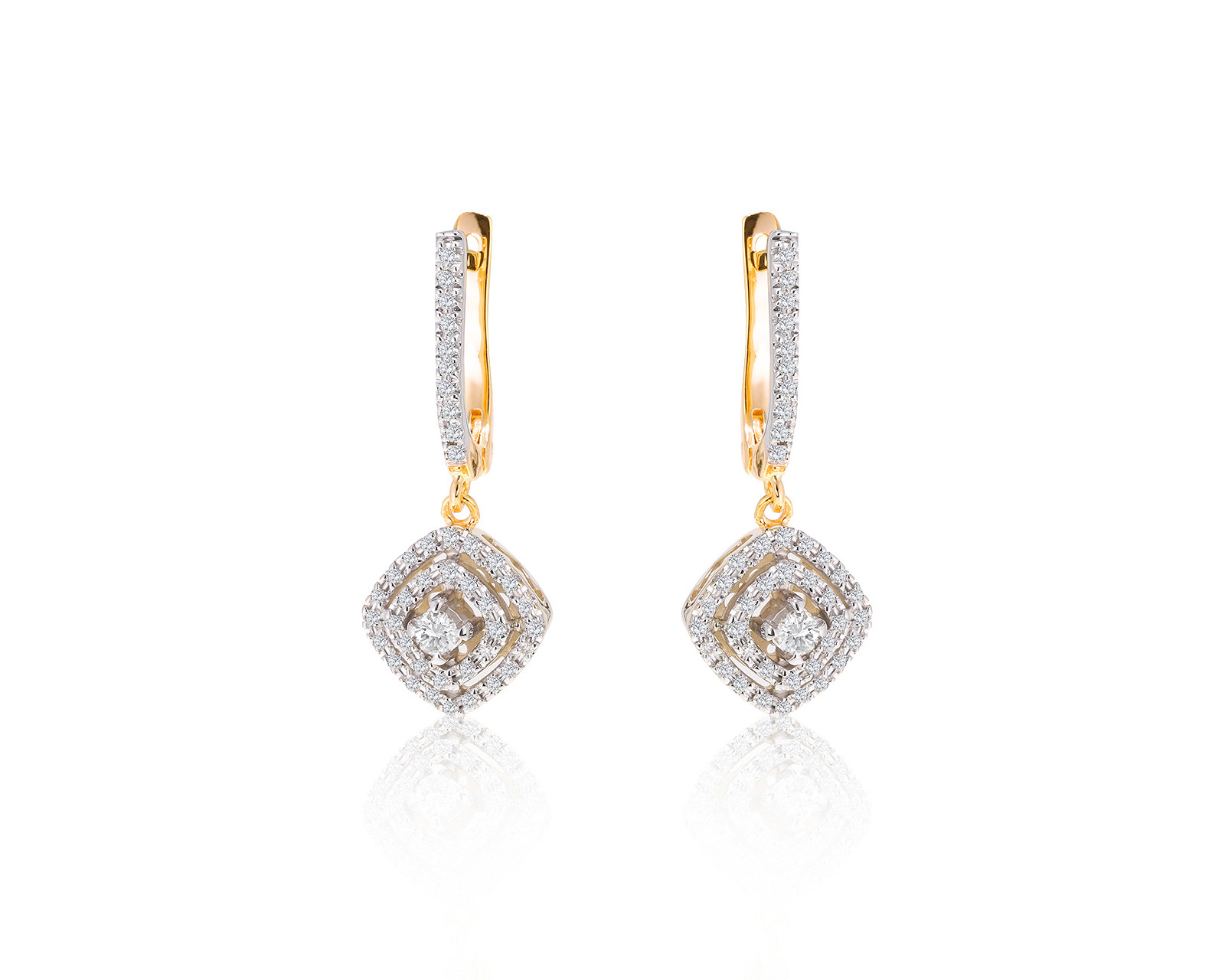 Роскошные золотые серьги с бриллиантами 0.60ct