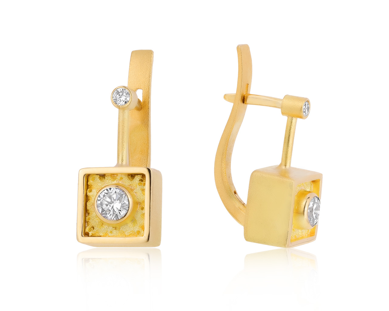 Великолепные золотые серьги с бриллиантами 0.46ct