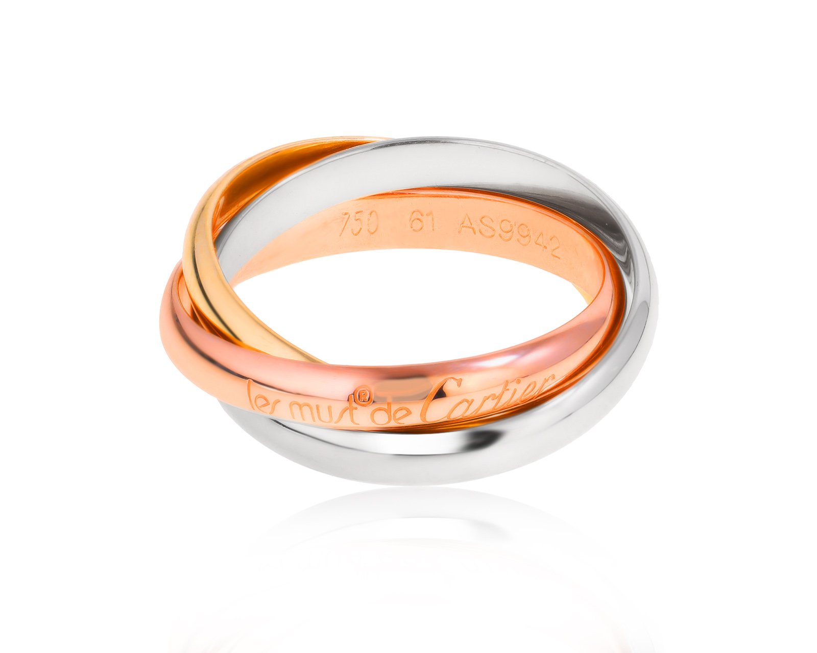 Оригинальное золотое кольцо Cartier Trinity 171024/2