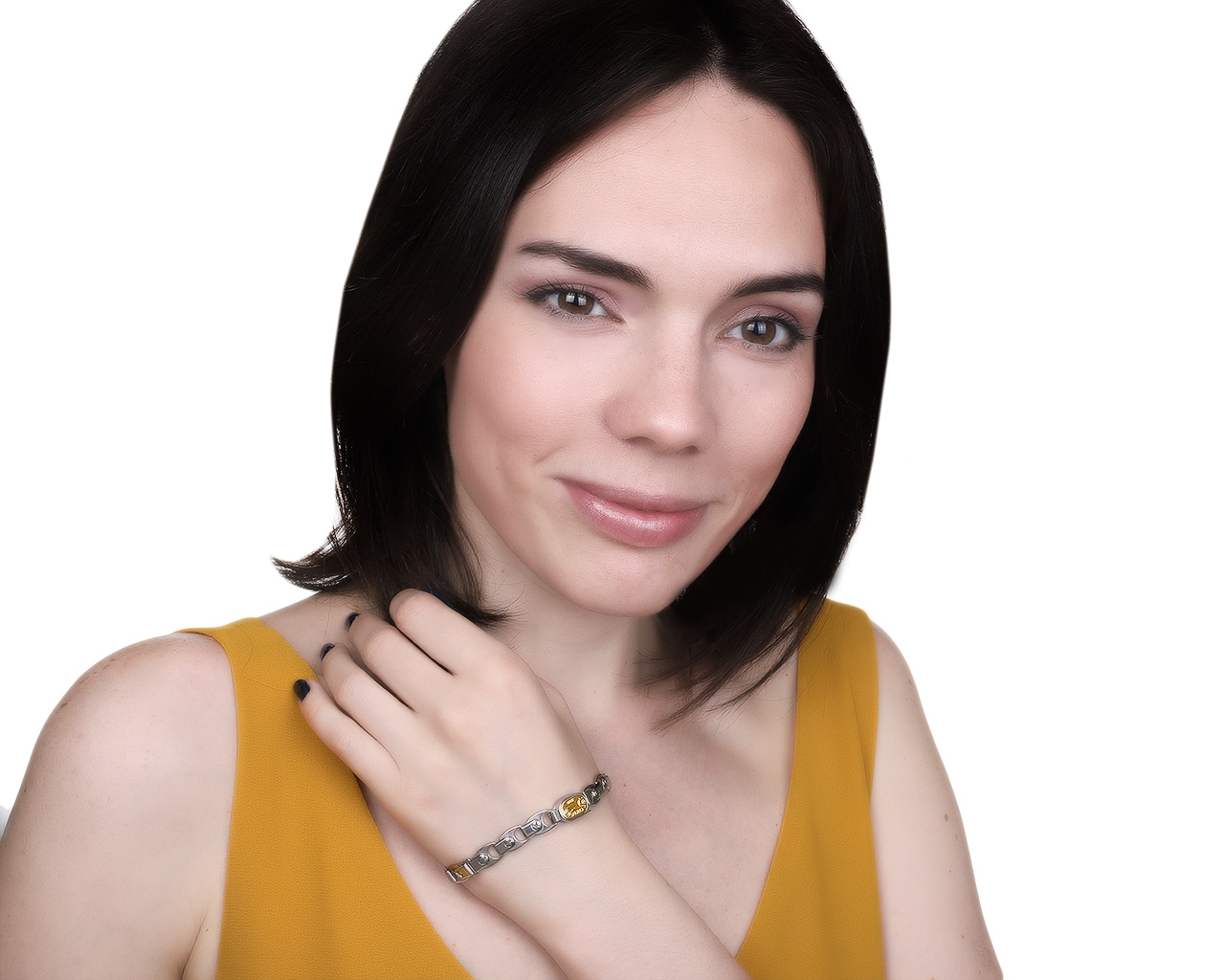 Оригинальный стальной браслет с бриллиантами 0.02ct Sauro