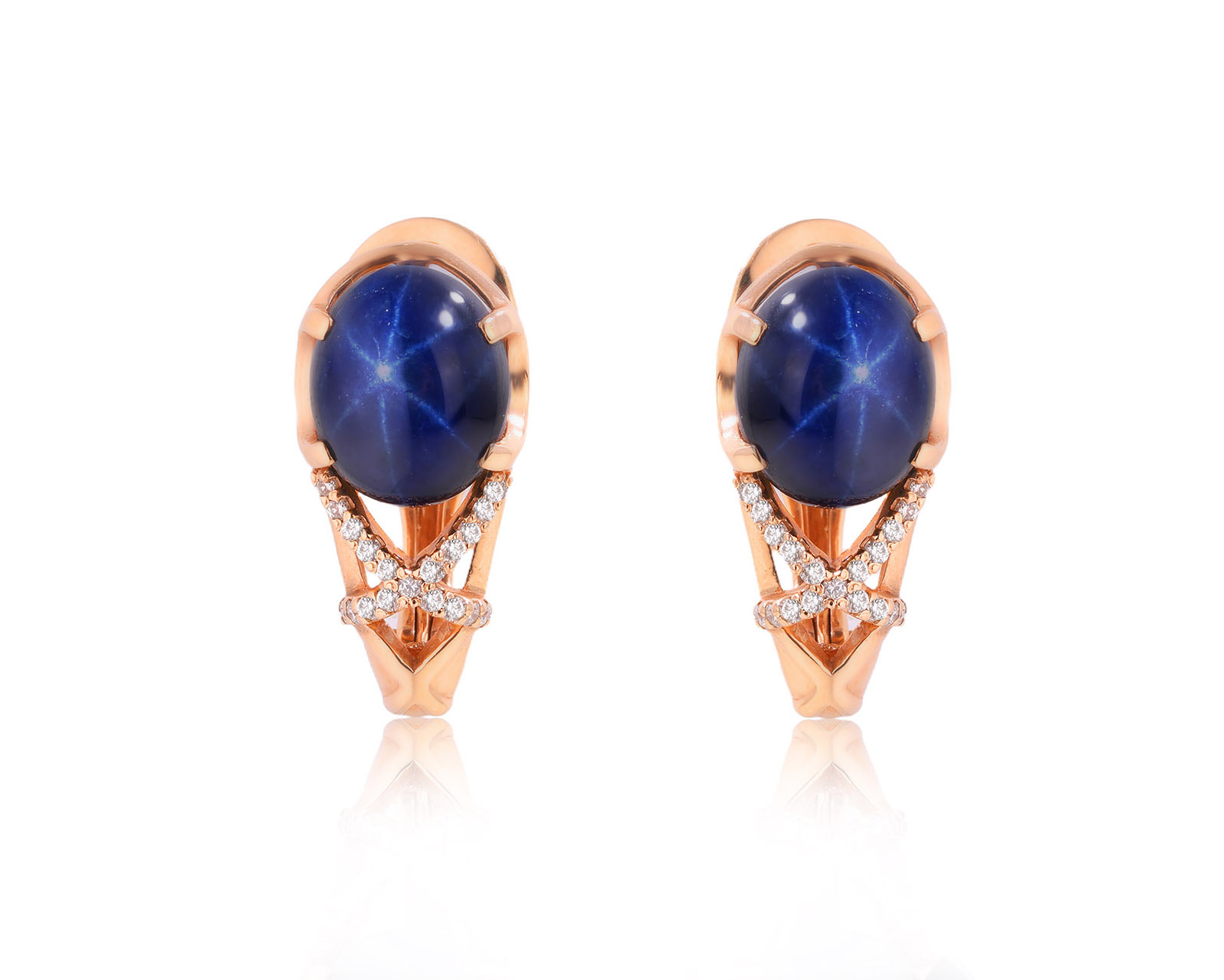 Оригинальные золотые серьги со звездчатыми сапфирами 12.94ct Maxim Demidov 280425/КМ184 Оригинальные золотые серьги со звездчатыми сапфирами 12.94ct Maxim Demidov 280425/КМ184