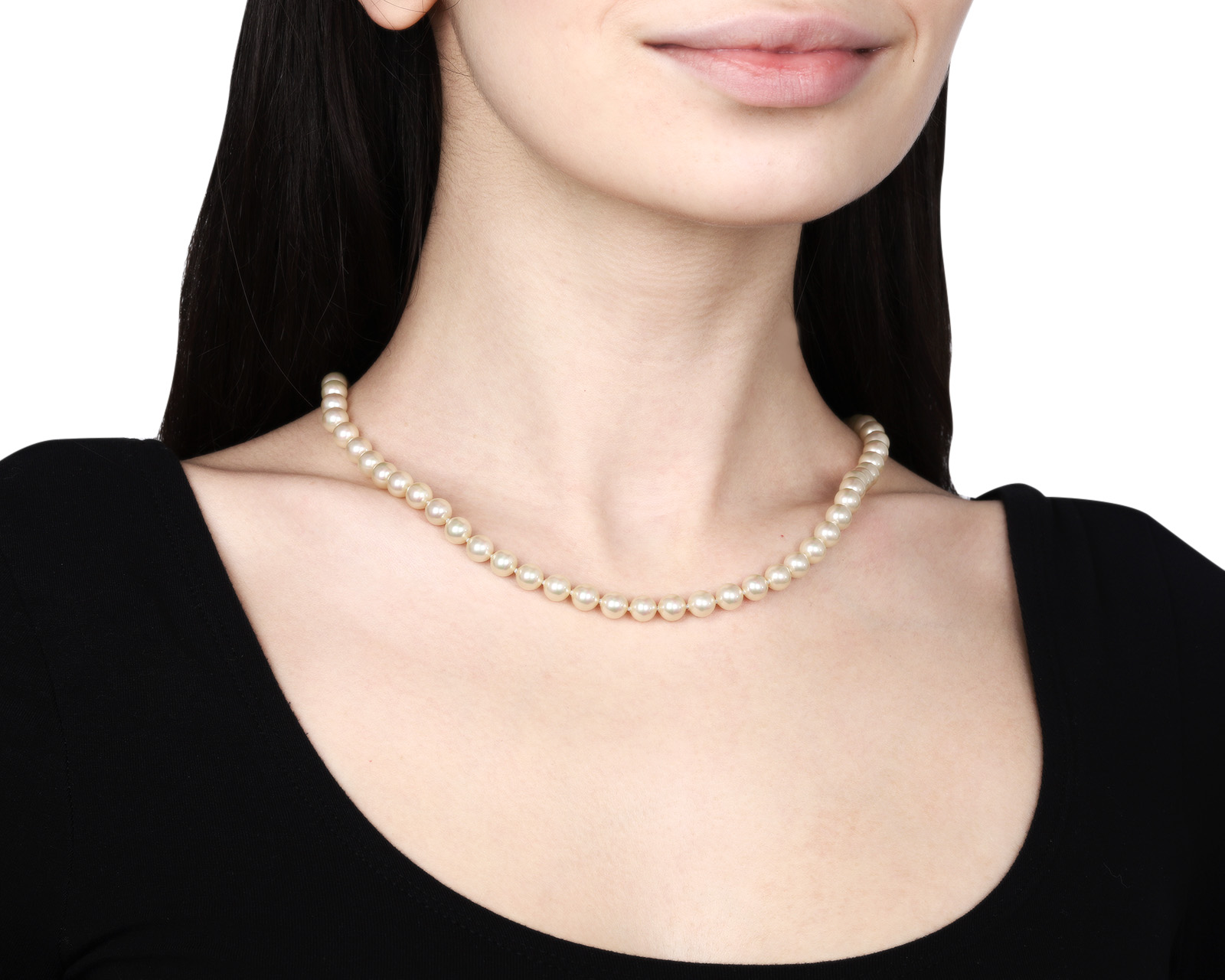 Оригинальное золотое ожерелье с жемчугом 7.00 мм Majorica