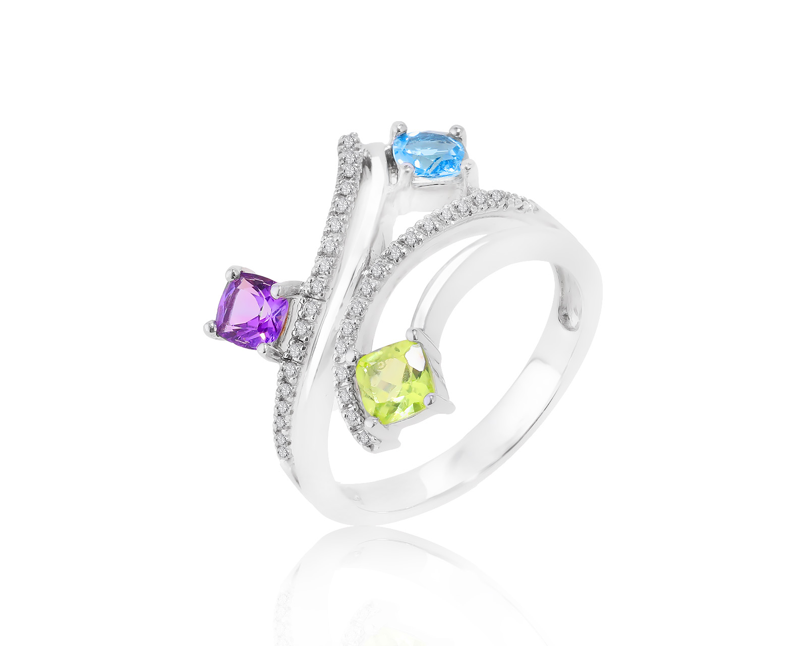Нарядное золотое кольцо с цветными камнями 1.13ct 020622/8