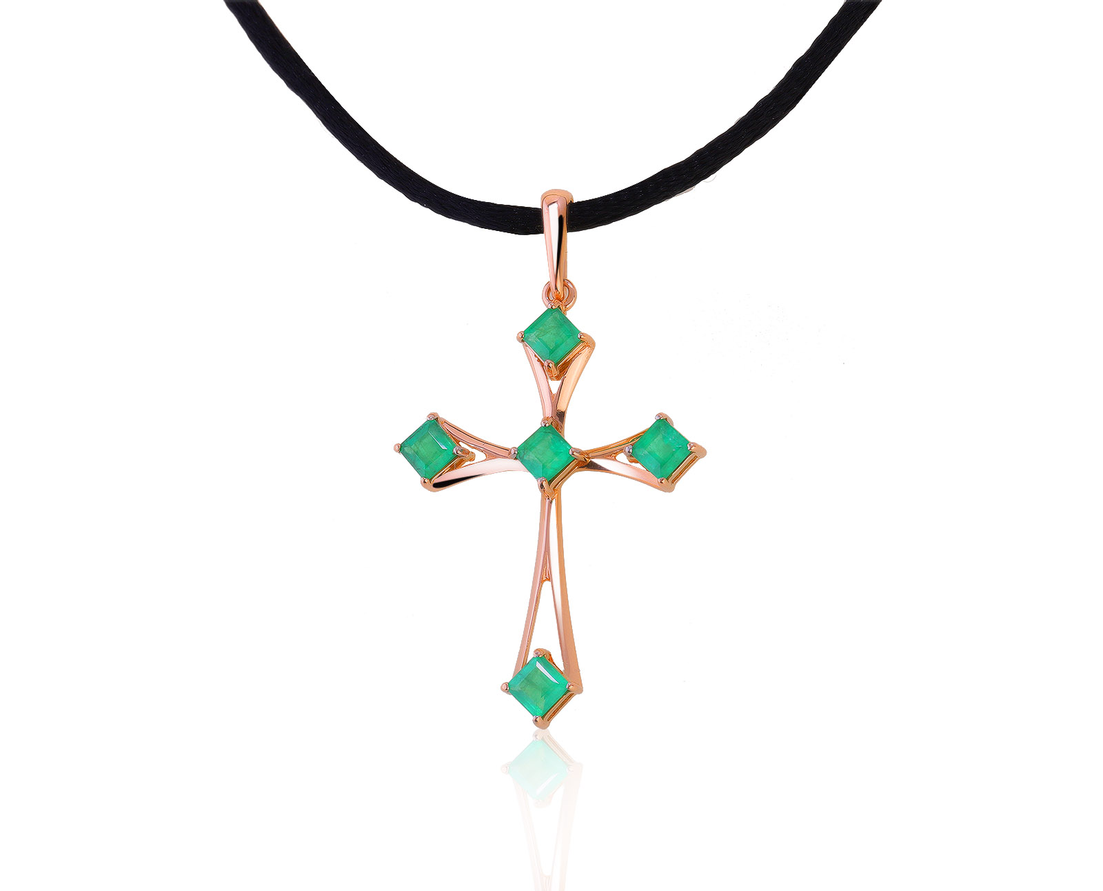 Изысканный золотой кулон с изумрудами 2.21ct