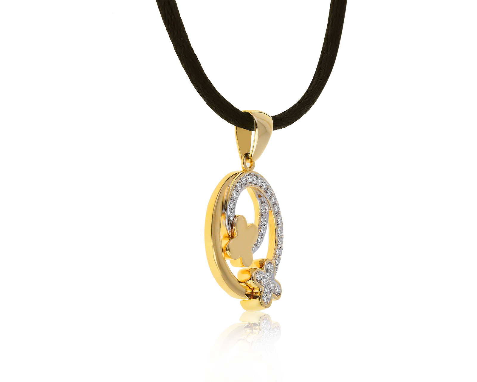 Оригинальный золотой кулон с цирконами Roberto Bravo