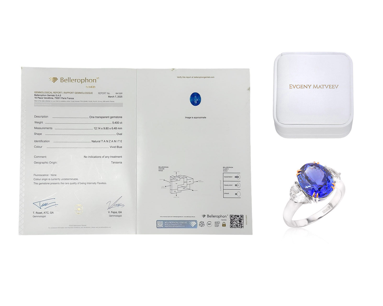 Золотое кольцо с танзанитом 5.40ct Evgeny Matveev