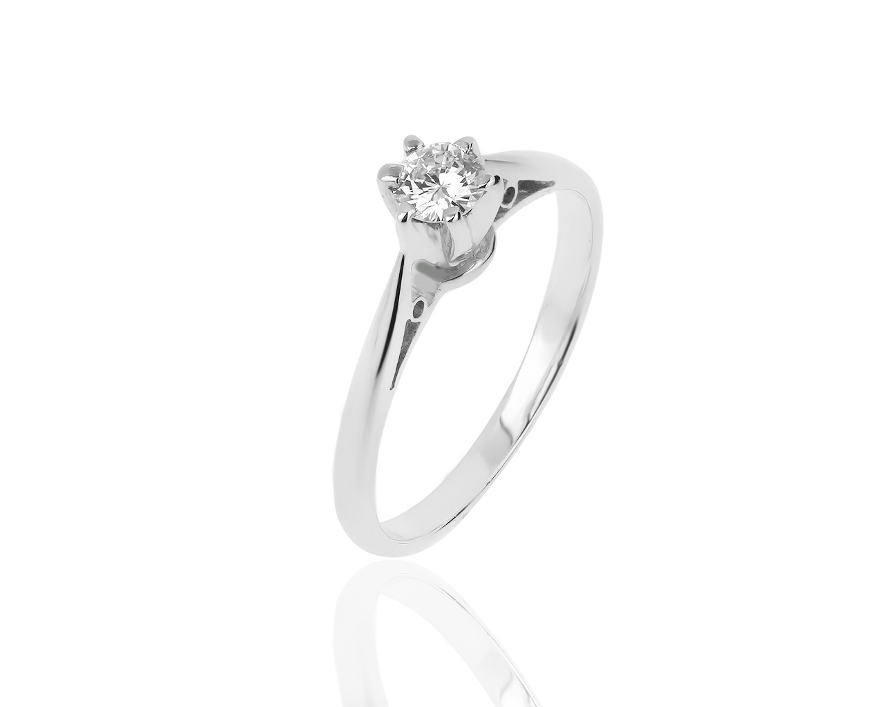 Помолвочное золотое кольцо с бриллиантом 0.18ct