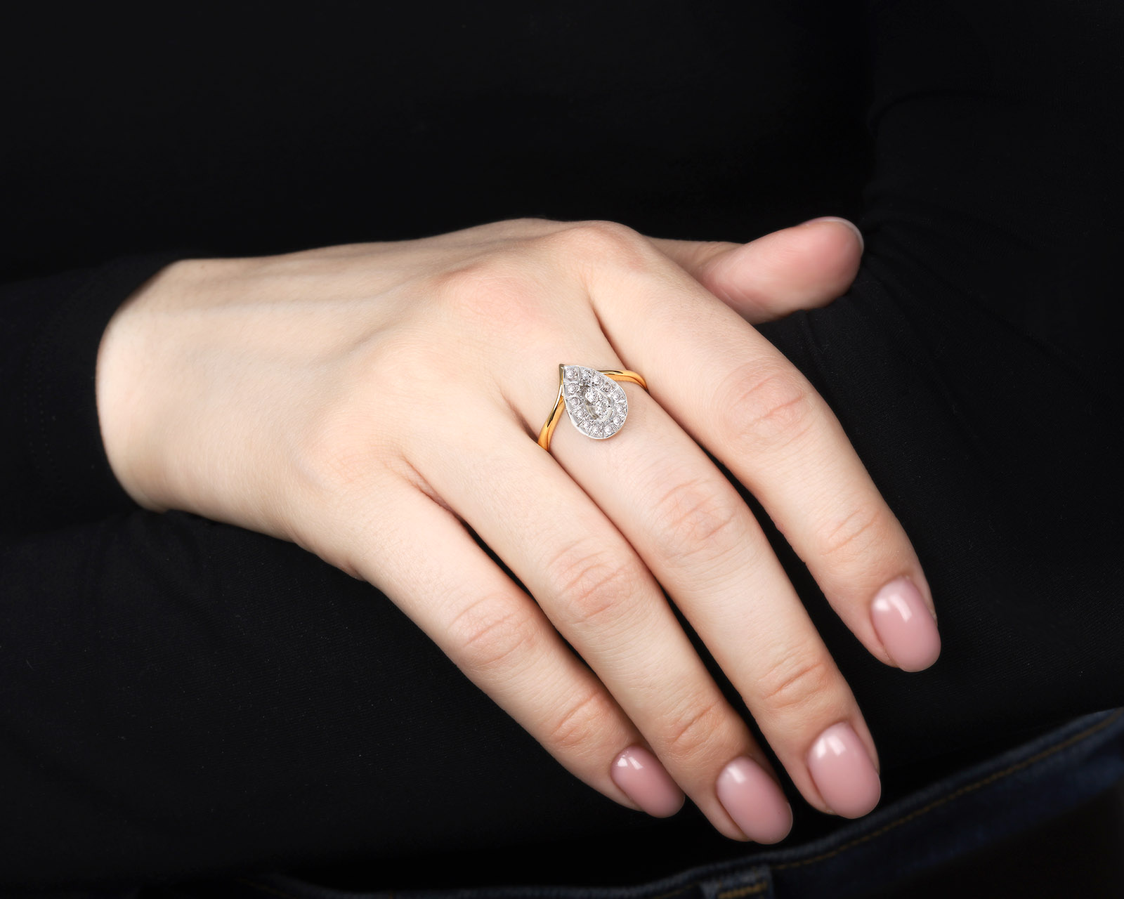 Винтажное золотое кольцо с бриллиантами 0.26ct СССР