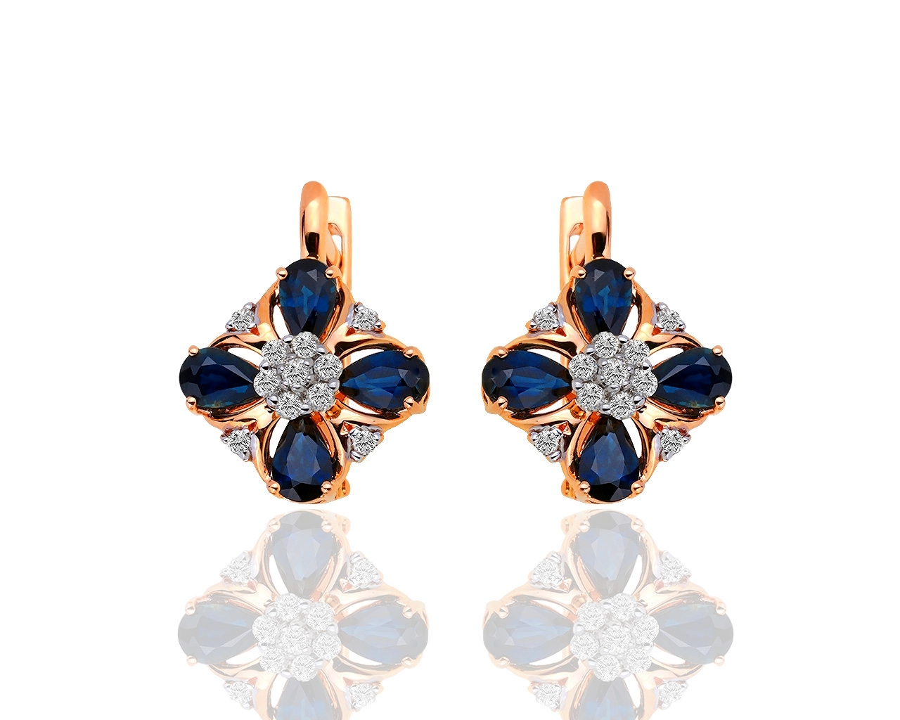Золотые серьги с сапфирами 1.75ct и бриллиантами 0.27ct 080518/27 Золотые серьги с сапфирами 1.75ct и бриллиантами 0.27ct 080518/27