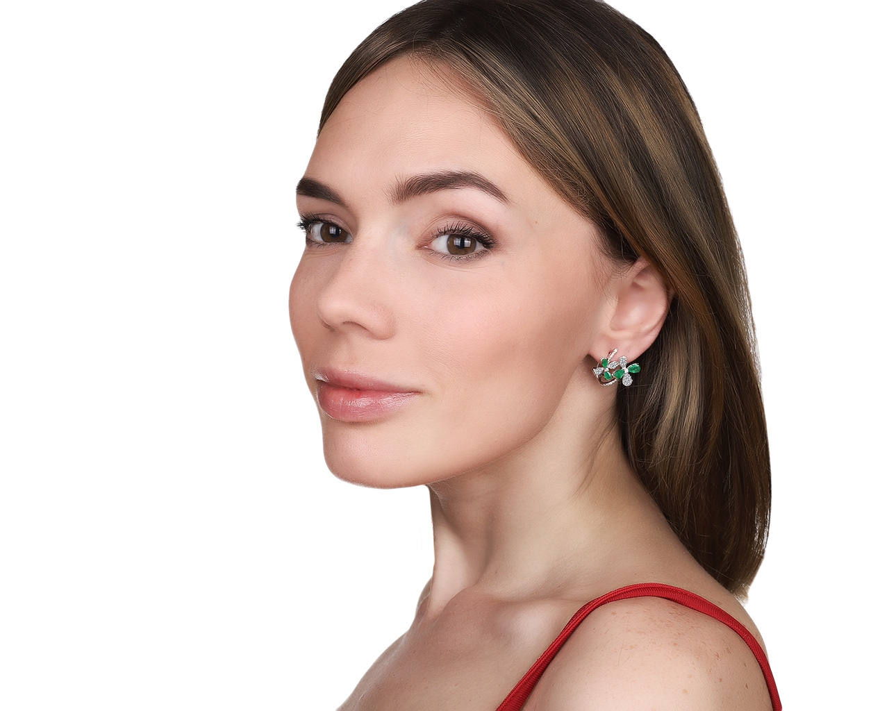 Изящные золотые серьги с изумрудами 1.78ct