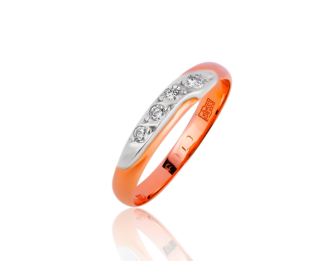 Престижное золотое кольцо с бриллиантами 0.14ct 060519/9