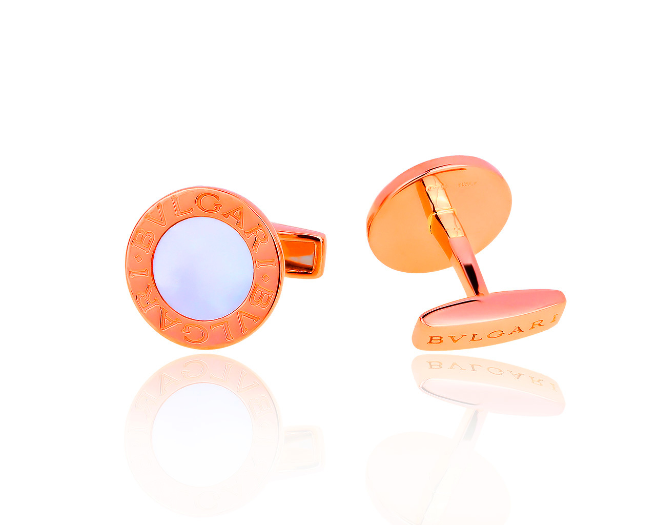 Оригинальные золотые запонки с перламутром Bvlgari 040519/4