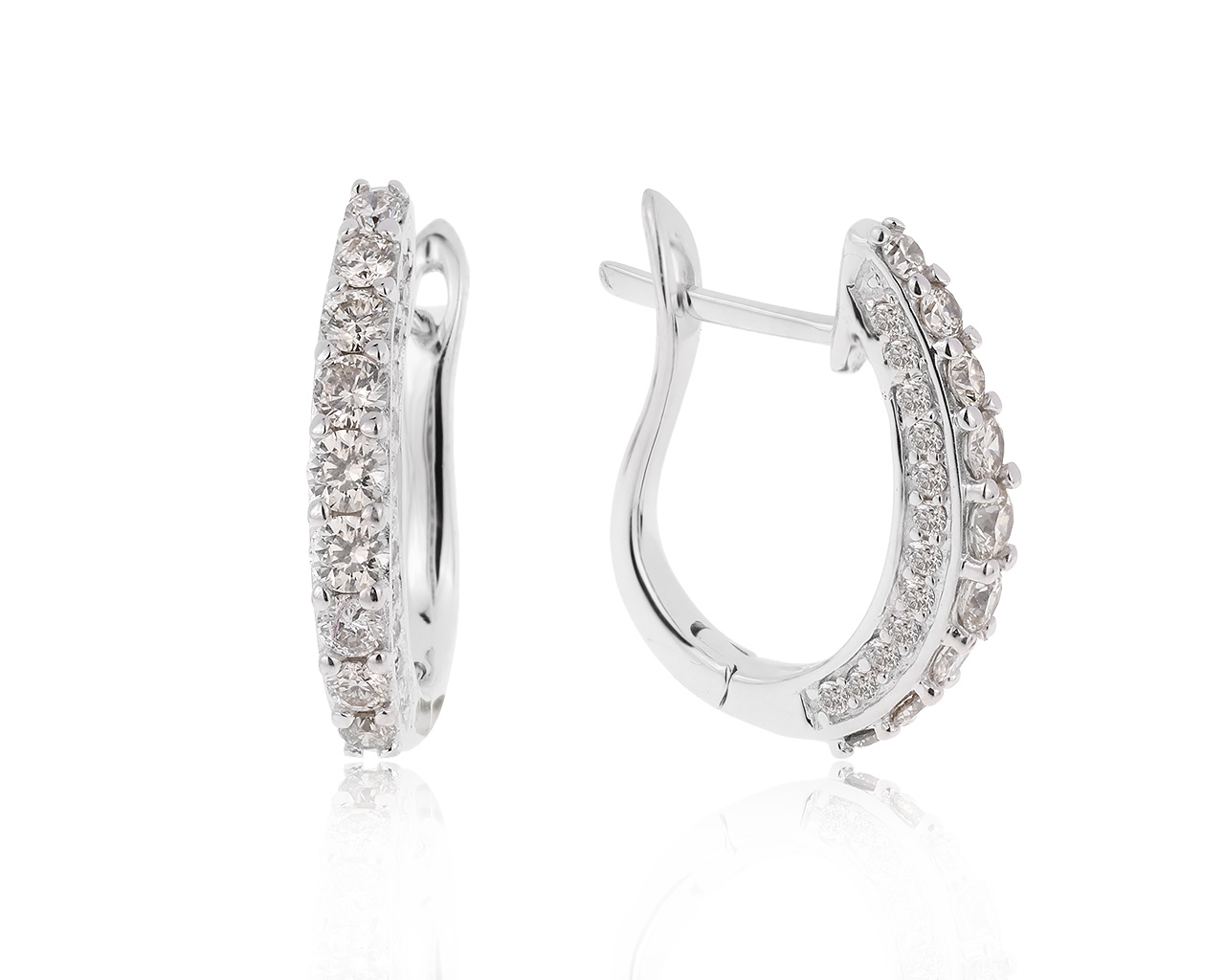 Шикарные золотые серьги с бриллиантами 1.03ct