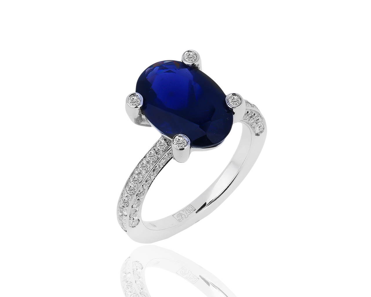 Оригинальное золотое кольцо с иолитом и бриллиантами 0.65ct Antonini 130219/6