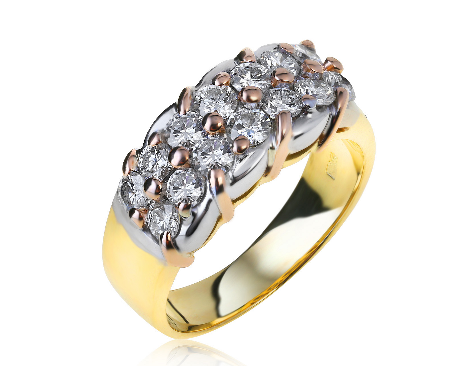 Итальянское золотое кольцо с бриллиантами 1.21ct