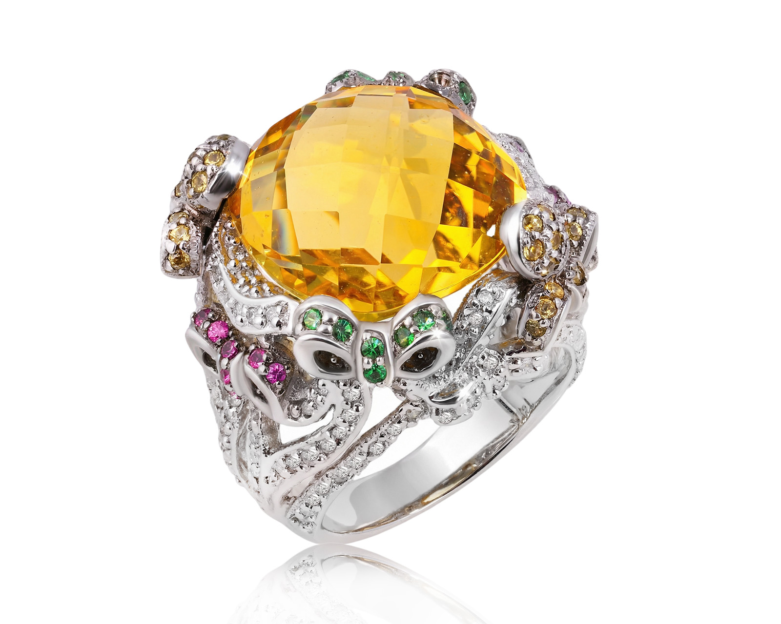 Золотое кольцо с цитрином 17.70ct и бриллиантами 0.63ct 060425/2