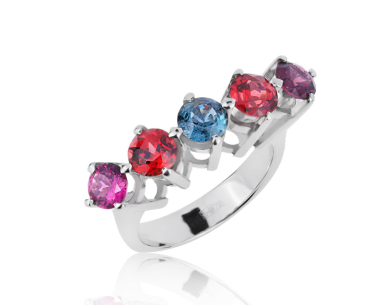 Женственное золотое кольцо с разноцветной шпинелью 2.60ct 250620/9