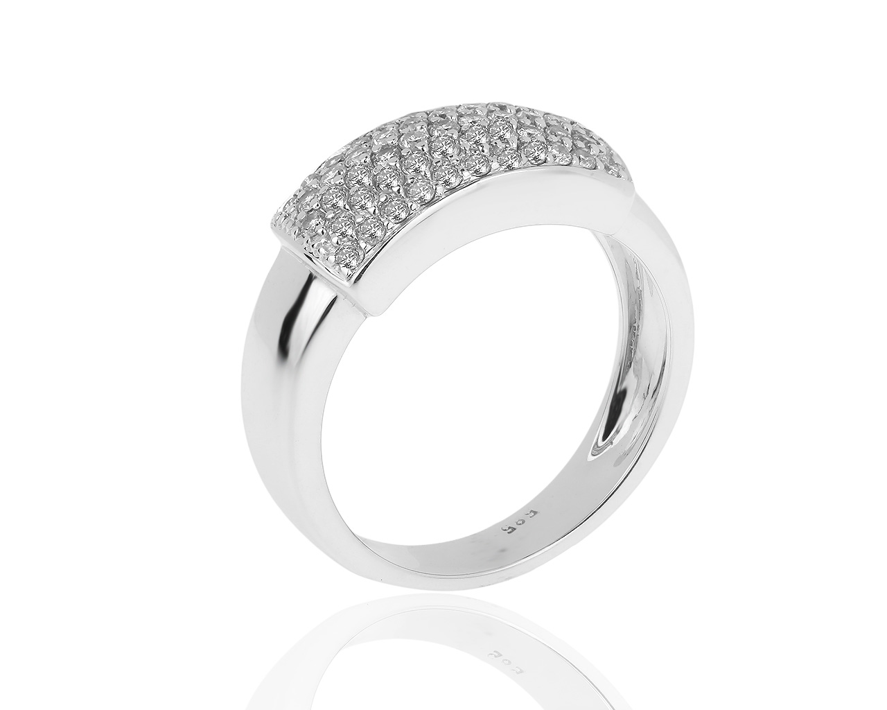 Золотое кольцо с бриллиантовым паве 0.55ct