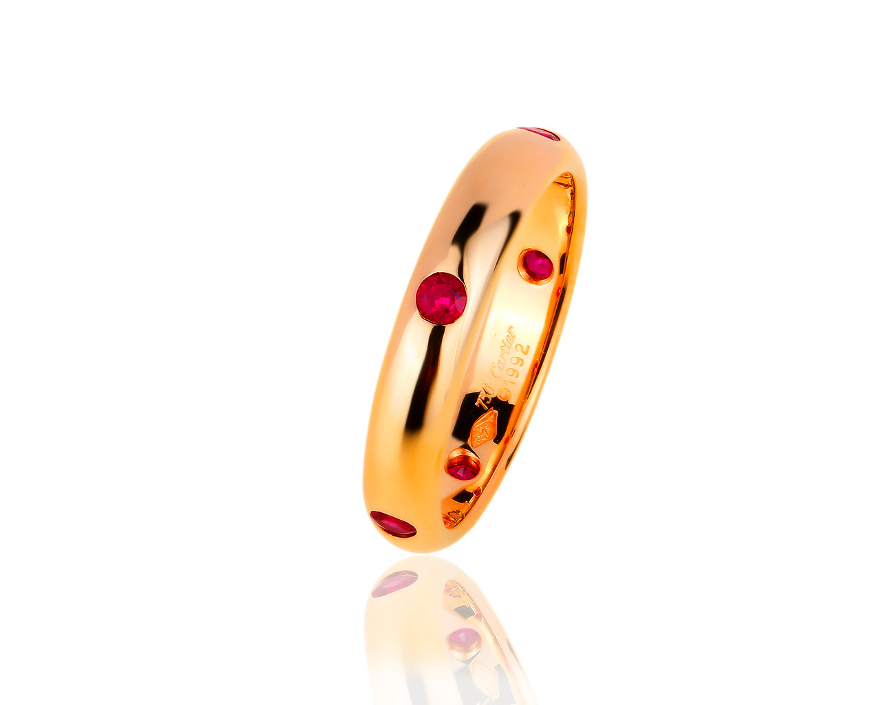 Оригинальное золотое кольцо с рубинами 0.30ct Cartier 100419/6
