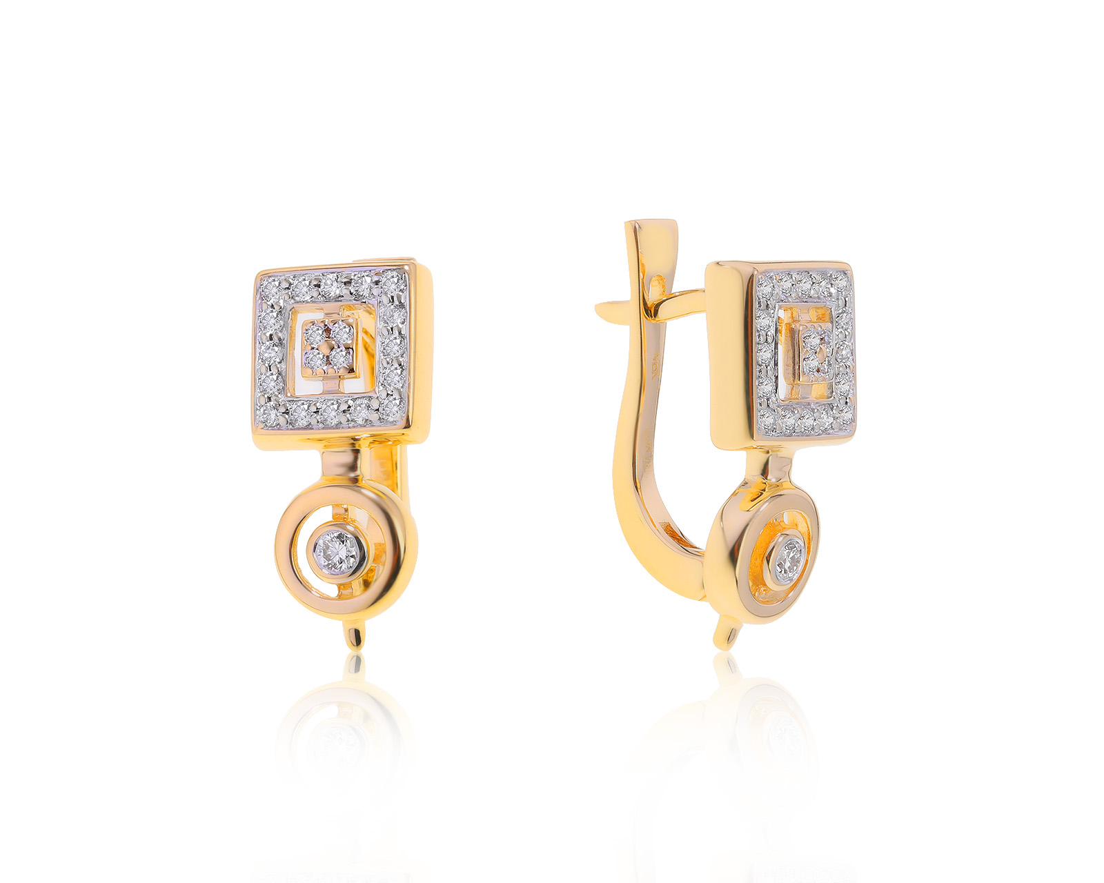 Прекрасные золотые серьги с бриллиантами 0.30ct 140322/6