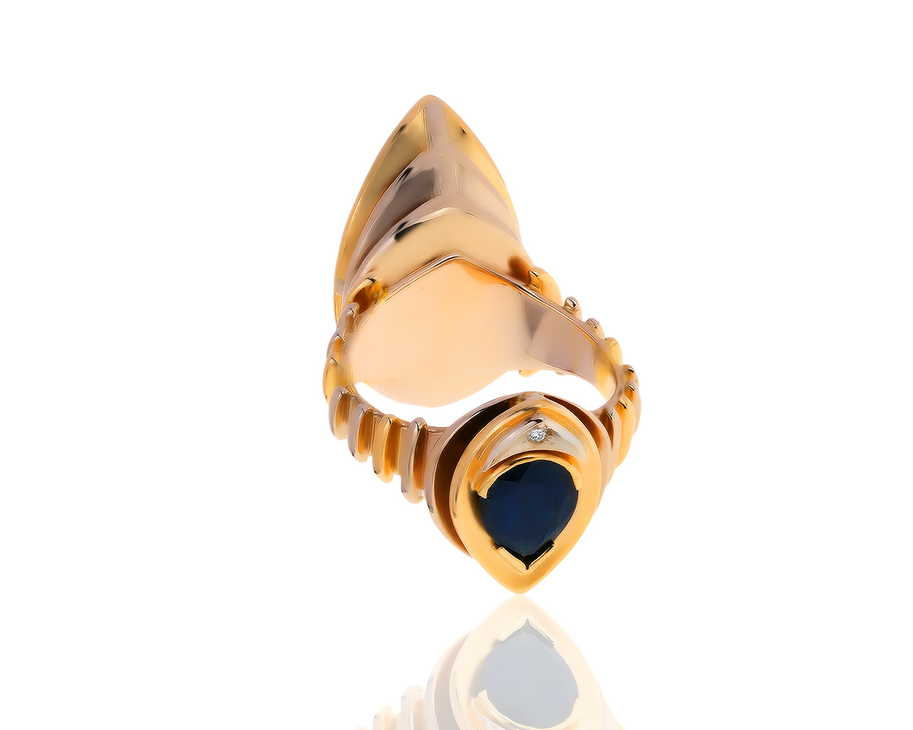 Потрясающее золотое кольцо с сапфирами 6.22ct