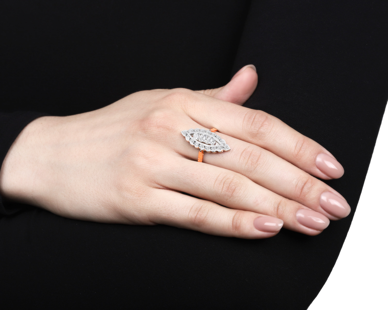 Стильное золотое кольцо с бриллиантами 1.09ct СССР