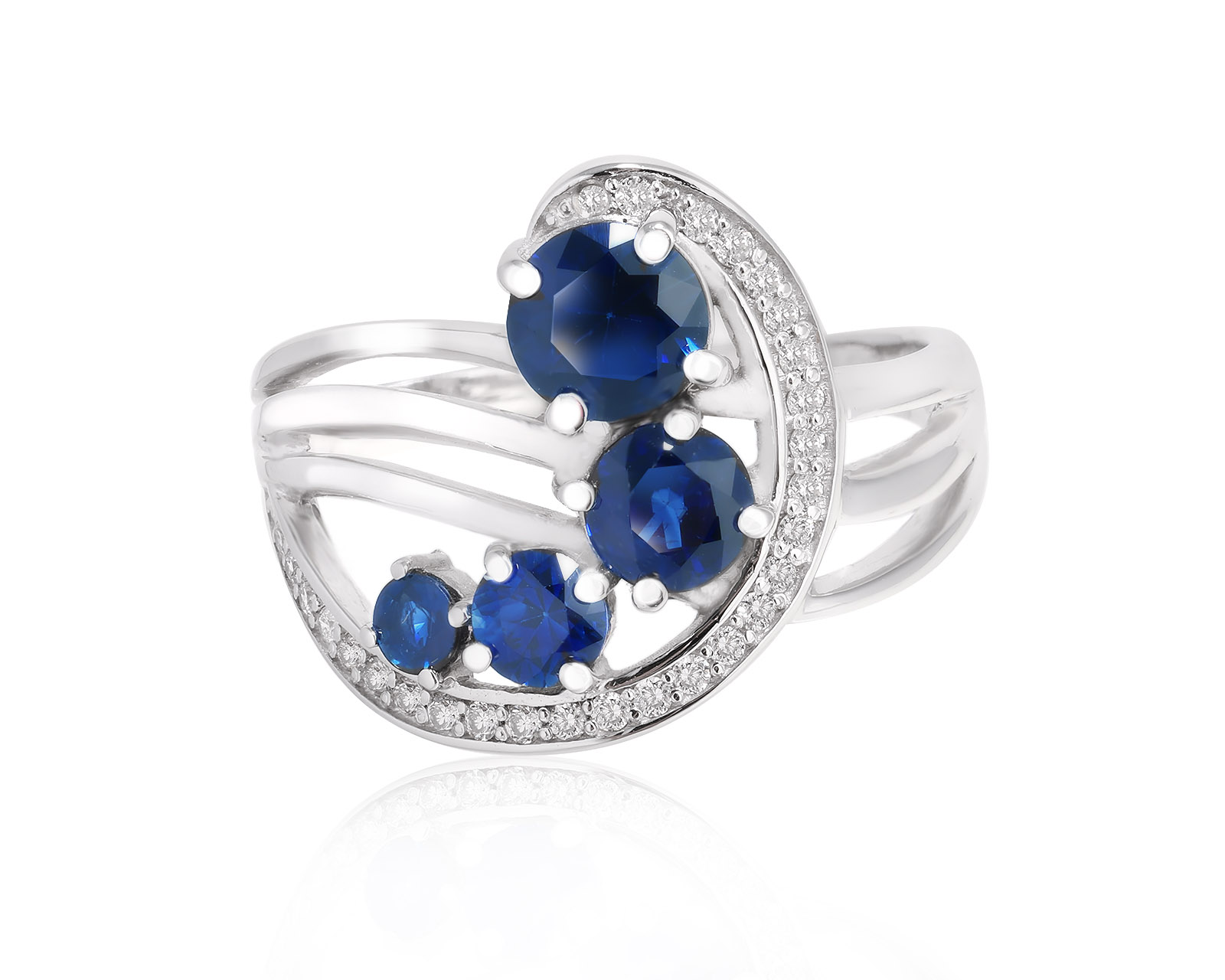 Золотое кольцо с сапфирами 1.90ct и бриллиантами 0.15ct 110125/1