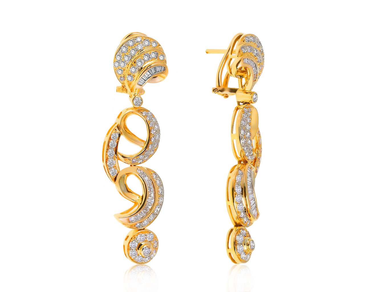 Притягательные золотые серьги с бриллиантами 1.94ct 180521/2