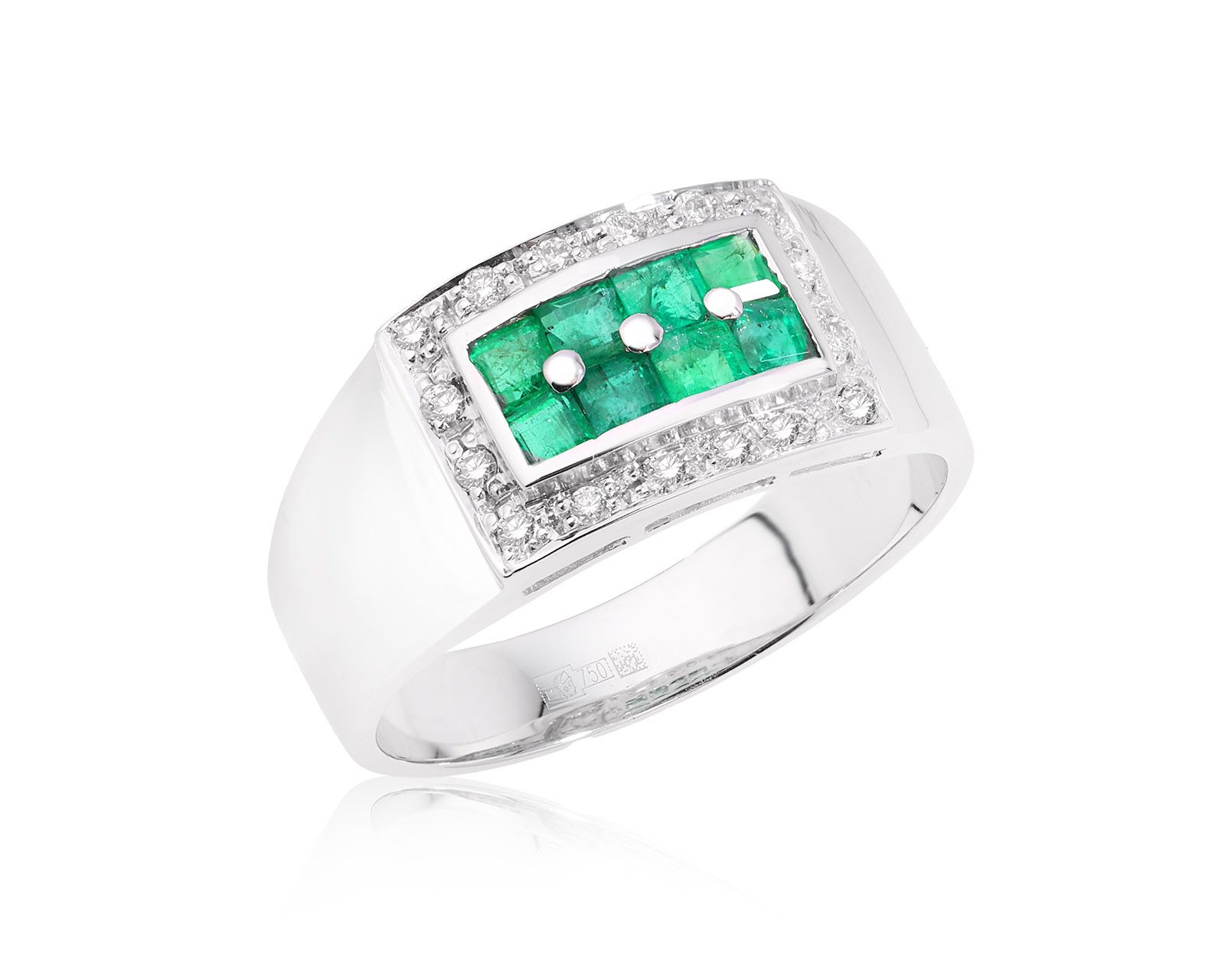 Золотое кольцо с изумрудами 0.48ct и бриллиантами 0.13ct 101224/8