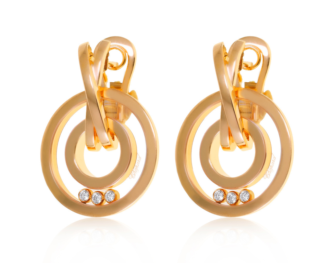 Оригинальные золотые серьги с бриллиантами 0.25ct Chopard 071220/1