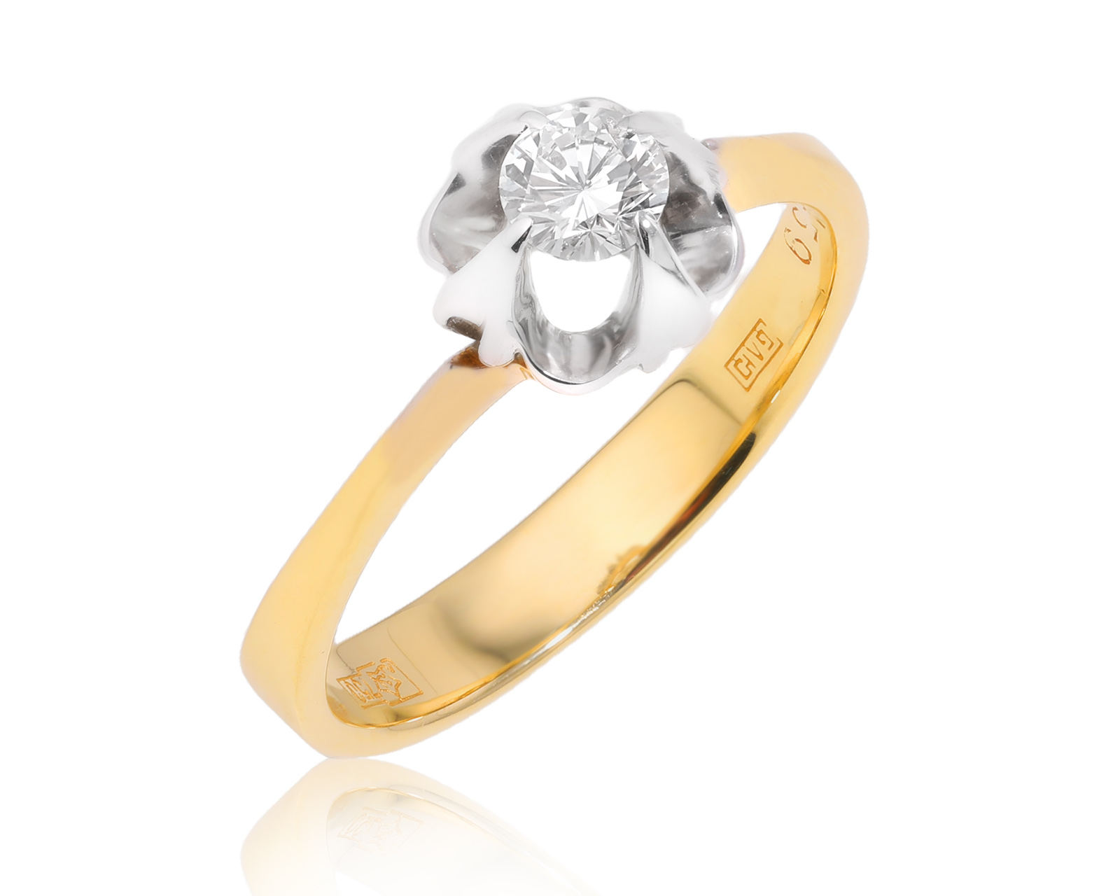 Золотое кольцо с бриллиантом 0.26ct 180625/7