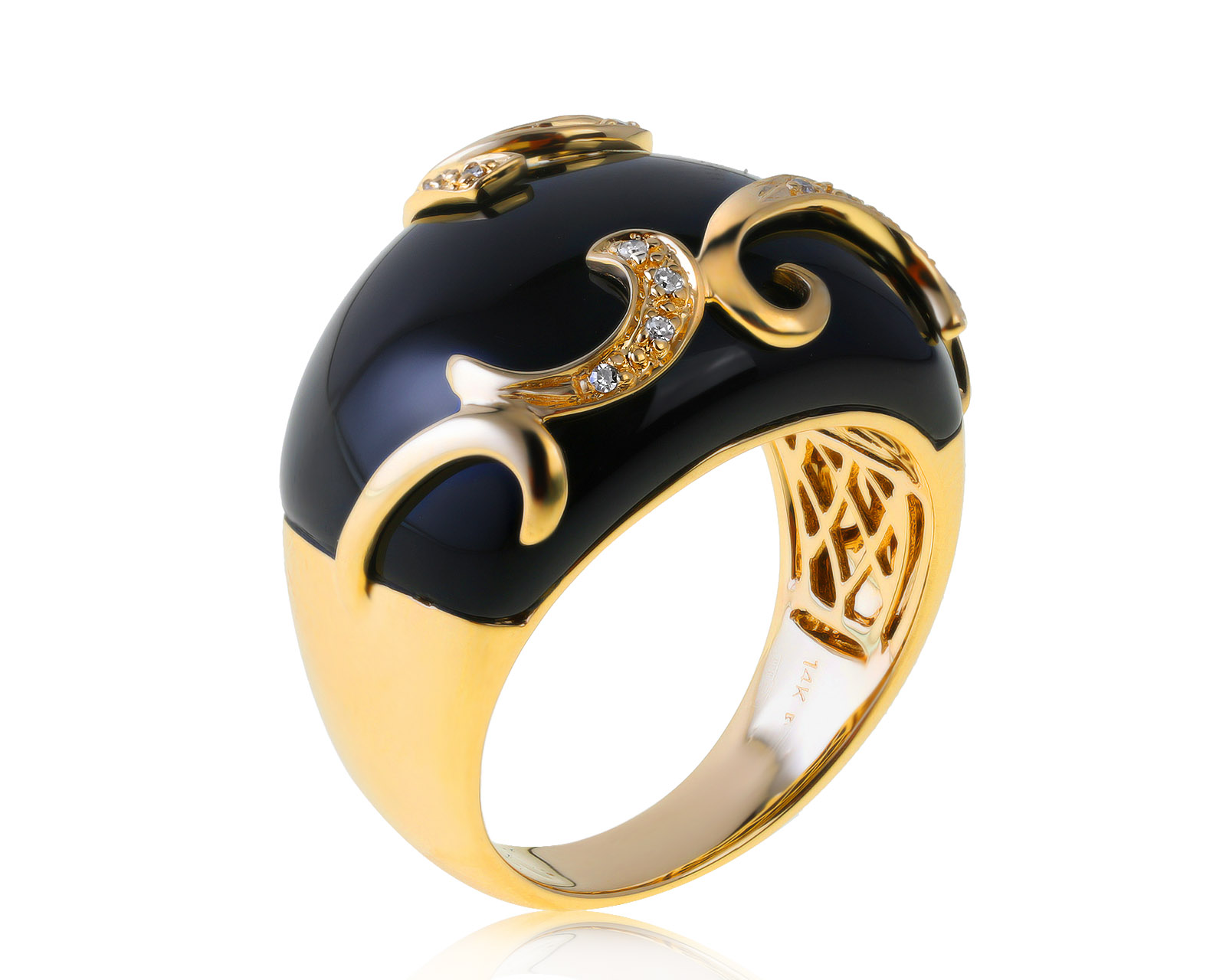 Волшебное золотое кольцо с ониксом 060821/5