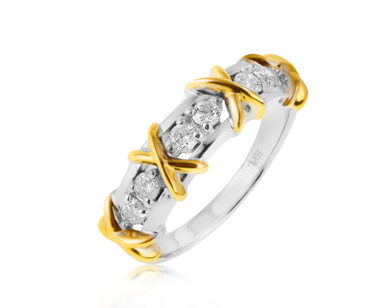 Оригинальное золотое кольцо с бриллиантами 0.28ct ЭПЛ Якутские бриллианты