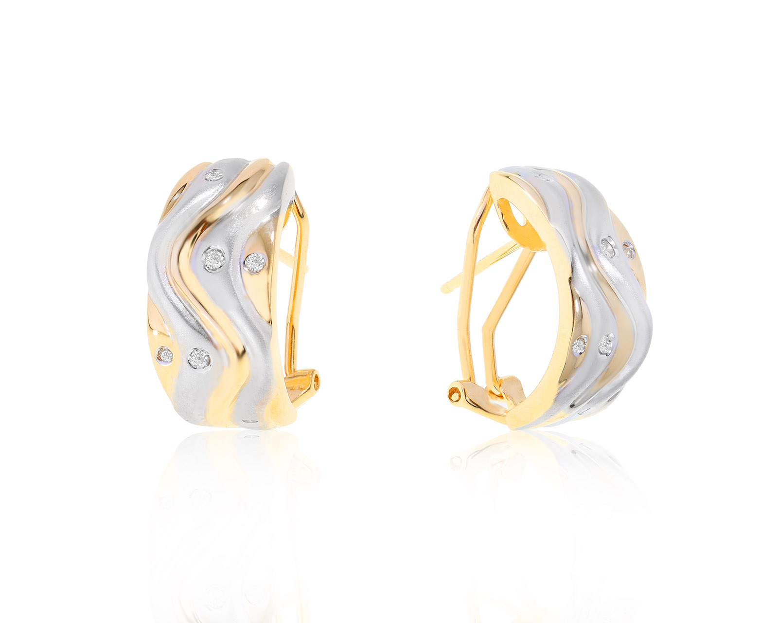Роскошные золотые серьги с бриллиантами 0.08ct 070922/3 Роскошные золотые серьги с бриллиантами 0.08ct 070922/3