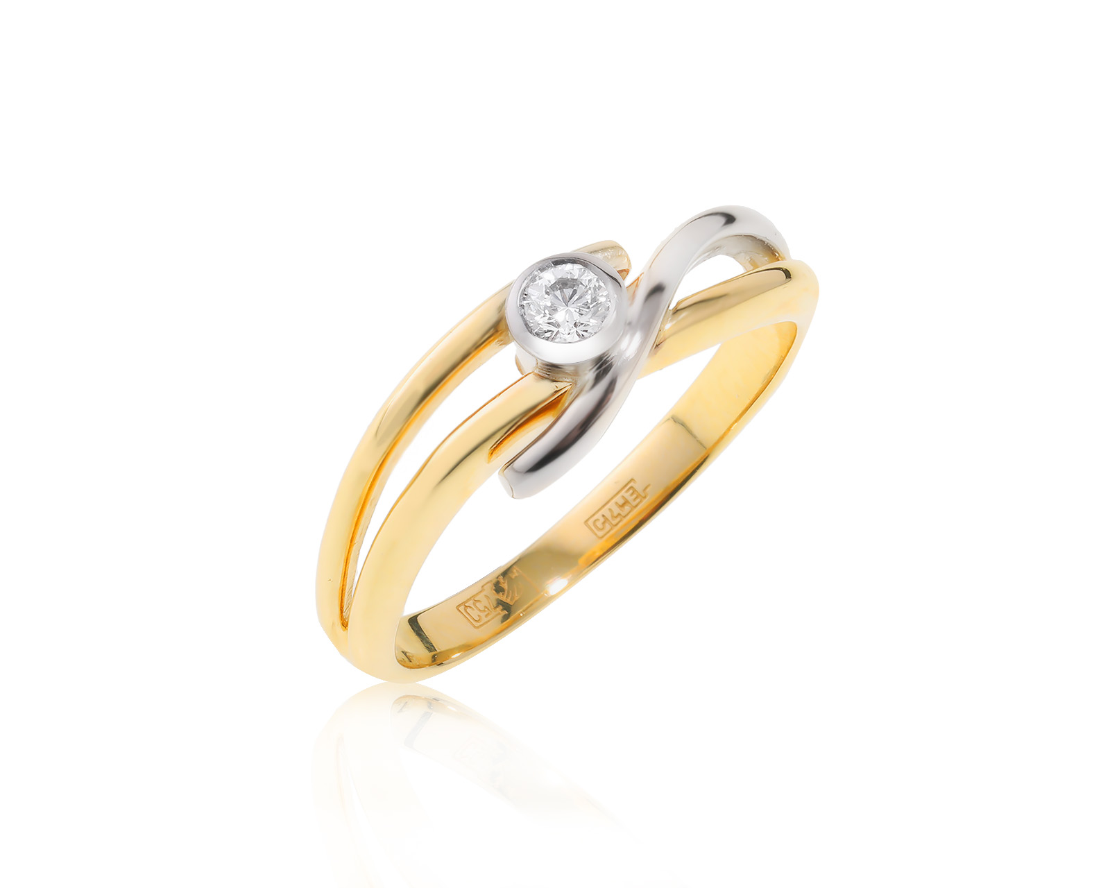 Золотое кольцо с бриллиантом 0.10ct