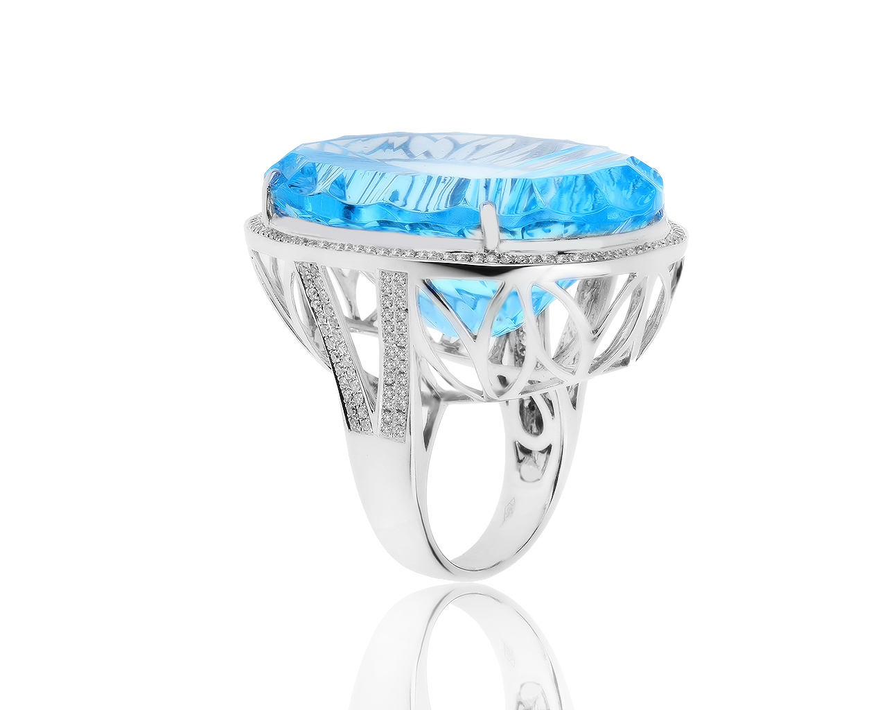 Потрясающее золотое кольцо с топазом 86.00ct и бриллиантами 0.90ct 110619/1