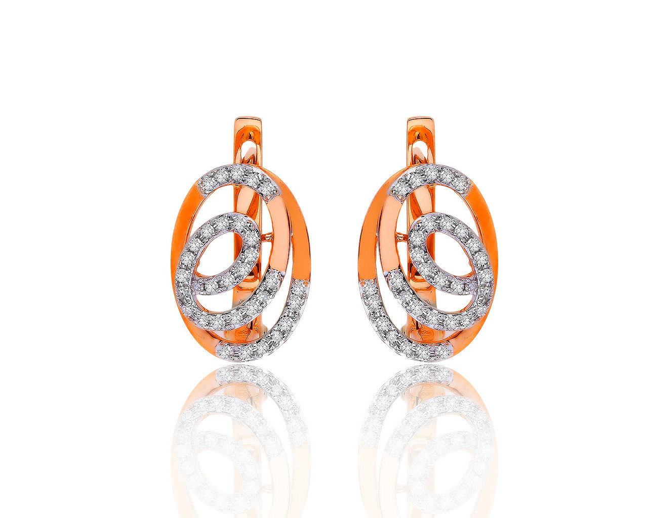 Стильные золотые серьги с бриллиантами 0.25ct 100418/22