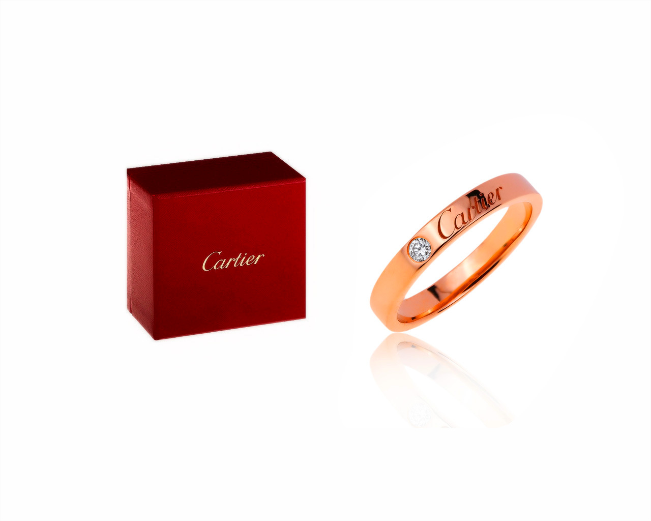 Оригинальное золотое кольцо с бриллиантом 0.03ct Cartier