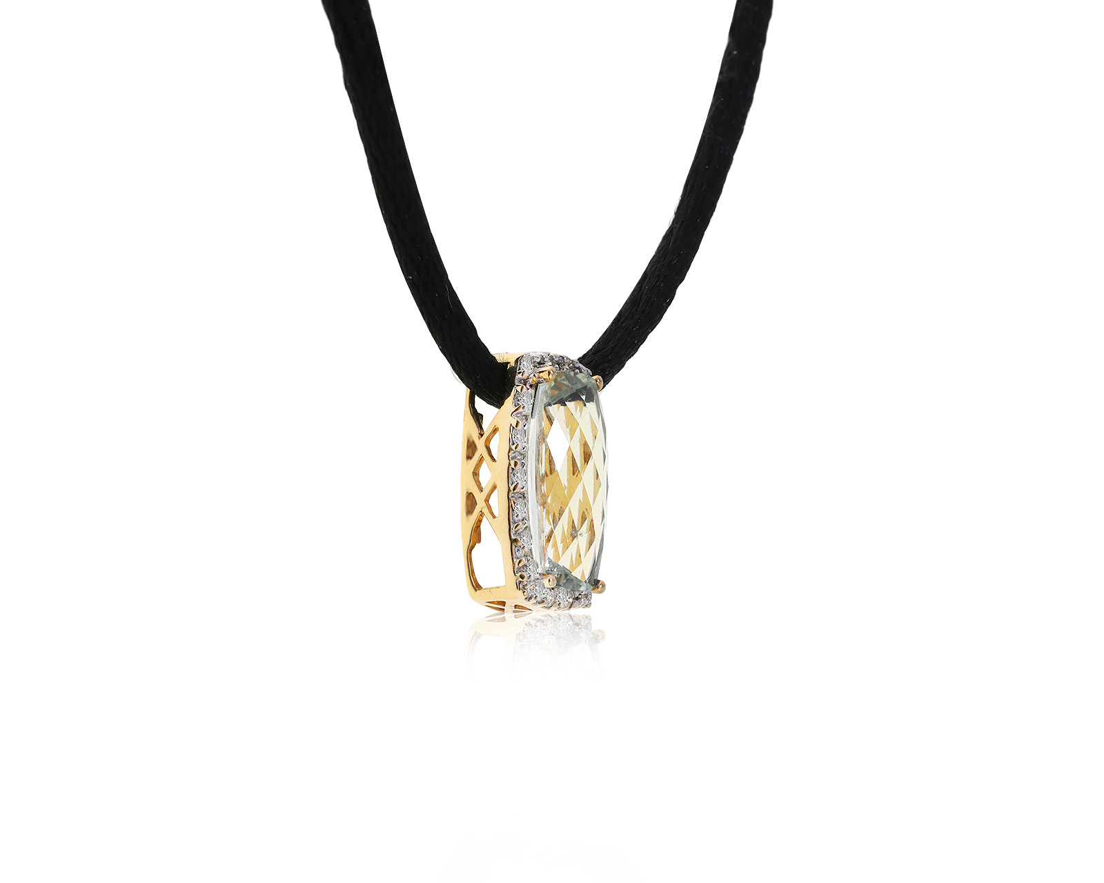 Изящный золотой кулон с празиолитом 3.35ct