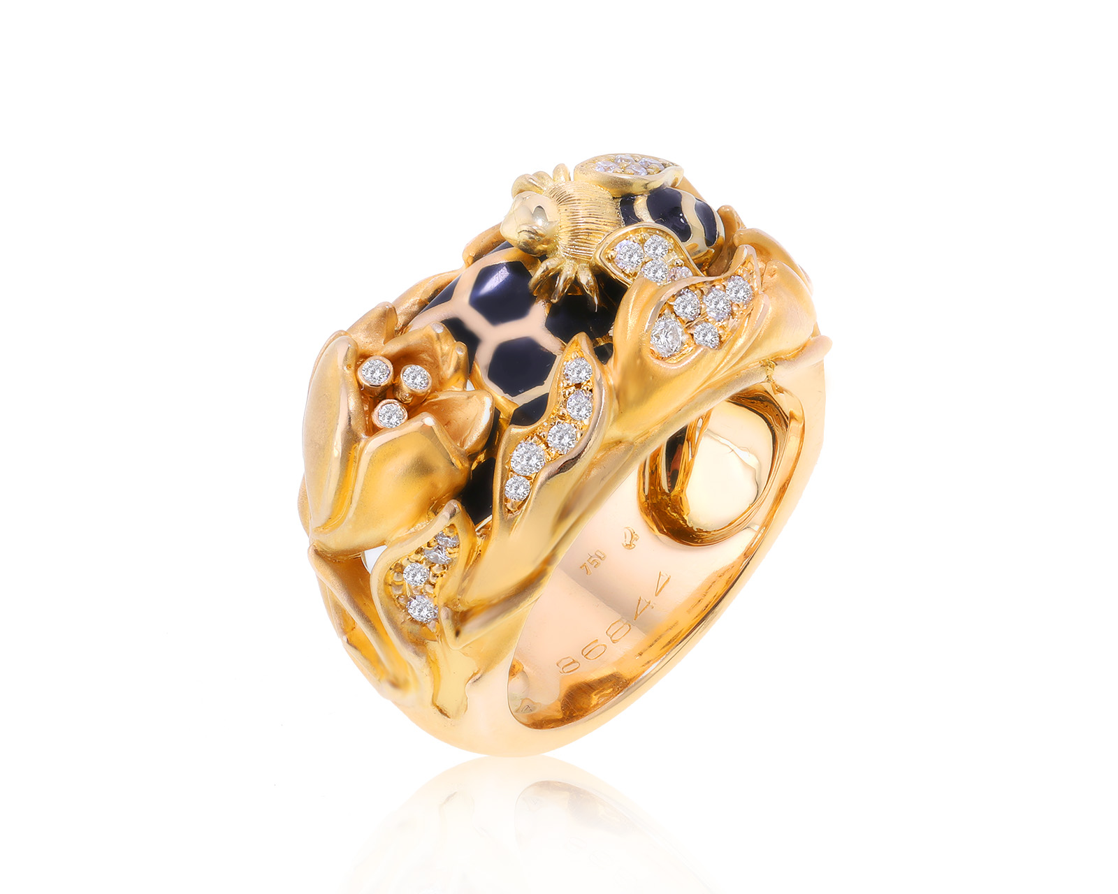 Оригинальное золотое кольцо с эмалью Magerit