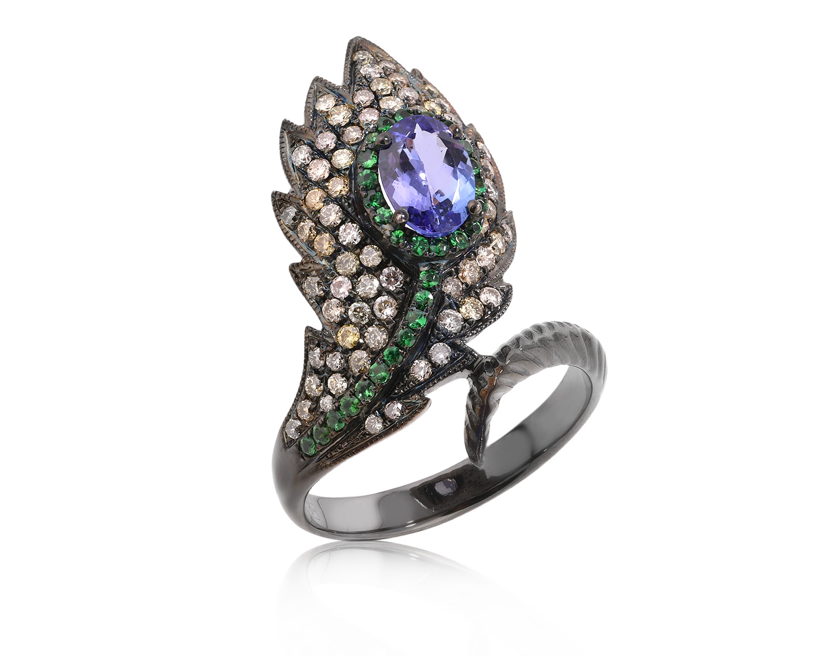 Золотое кольцо с танзанитом 0.94ct и бриллиантами 0.76ct 301025/9