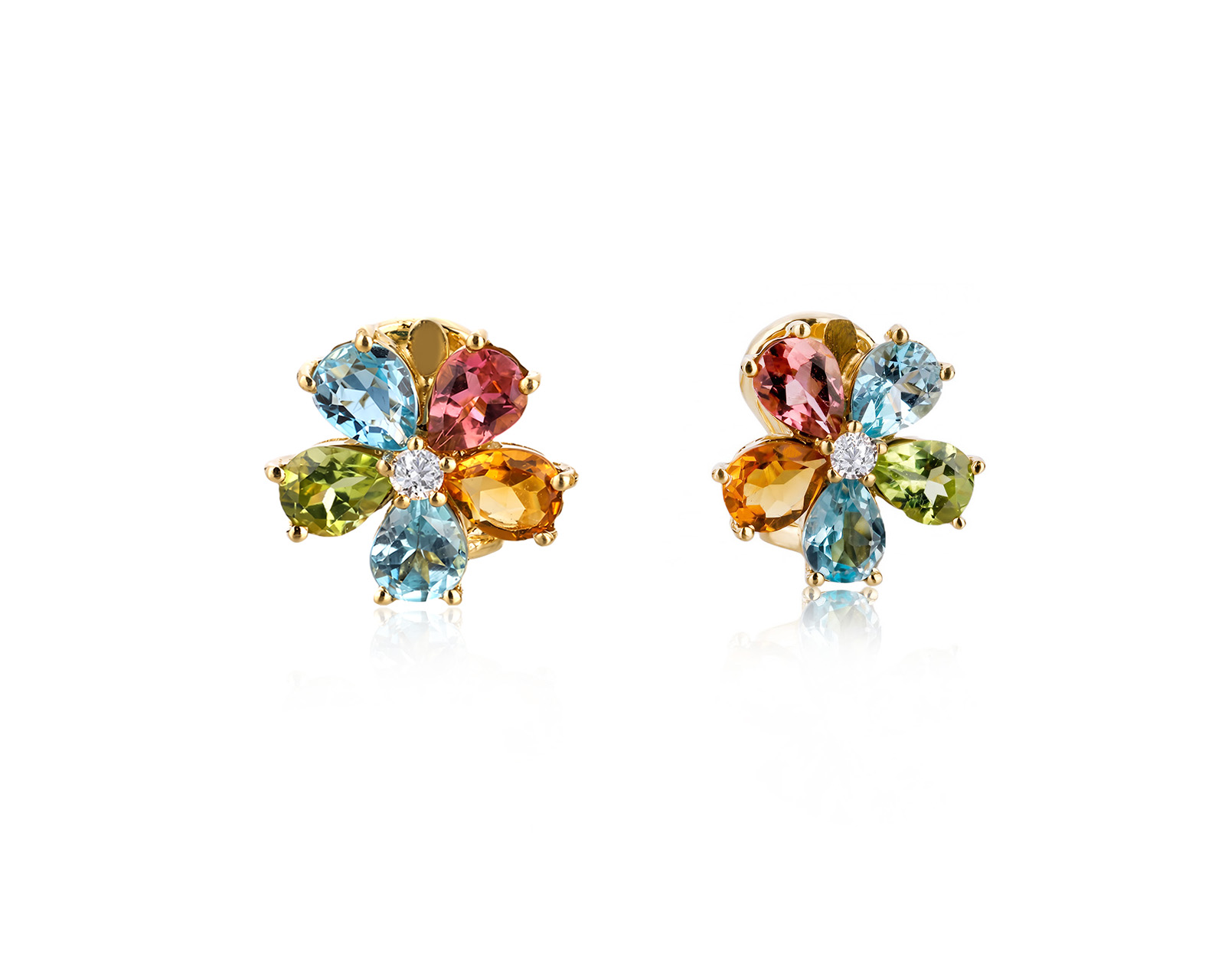 Золотые серьги с цветными камнями 2.60ct 040926/6