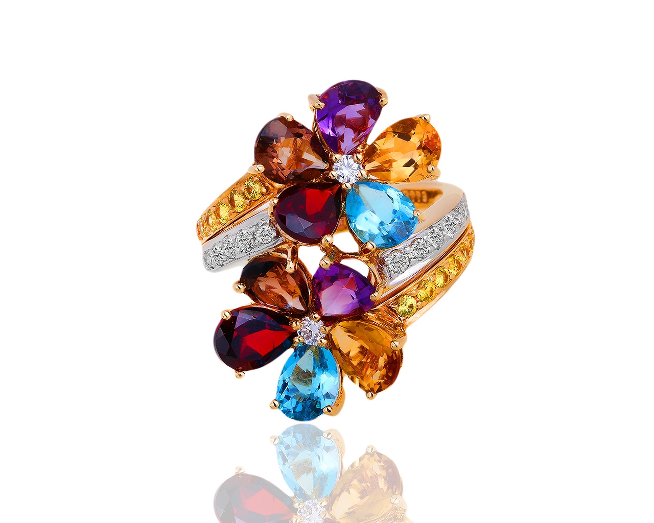 Яркое золотое кольцо с бриллиантами 0.38ct 271018/9