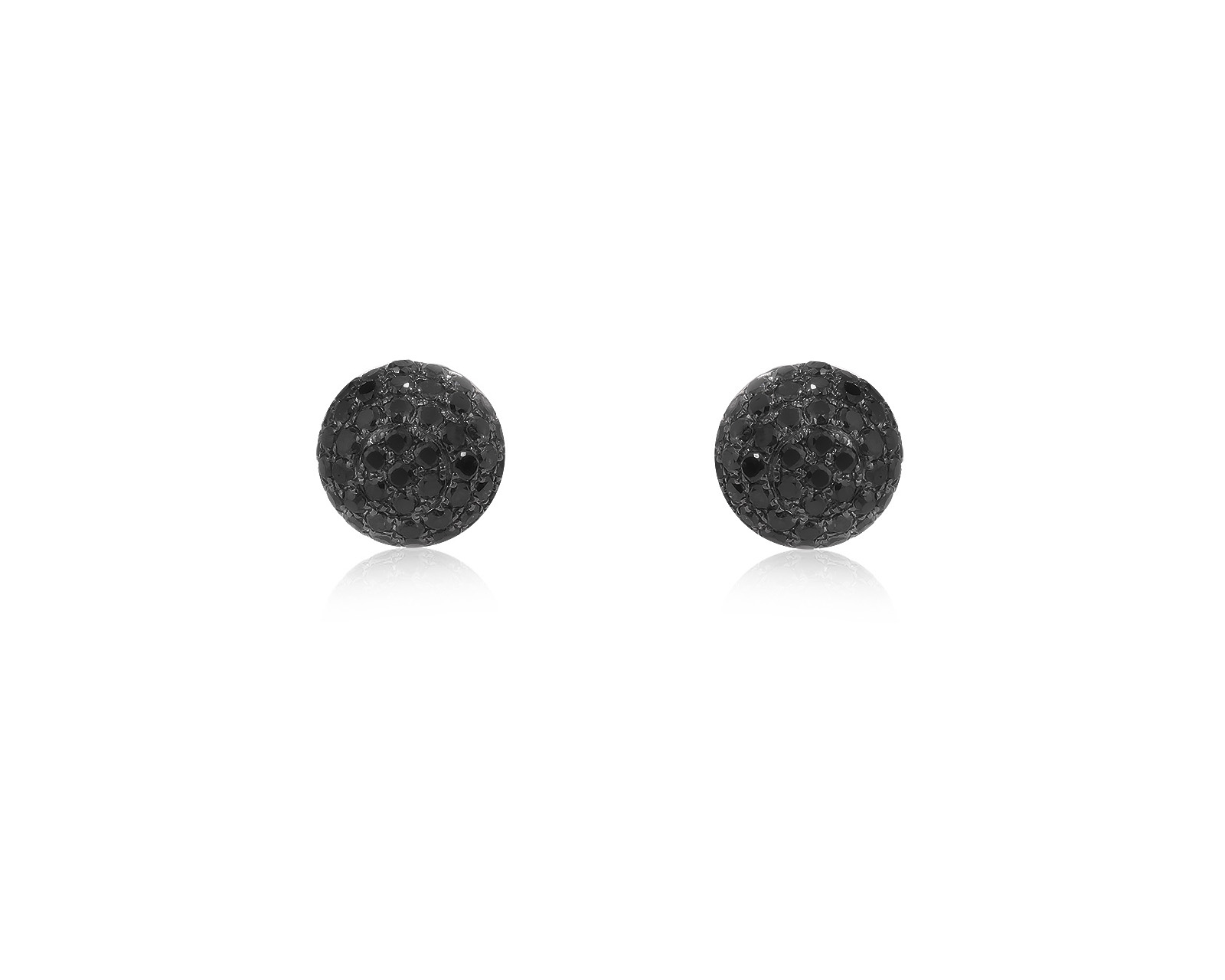 Золотые серьги с черными бриллиантами 0.95ct