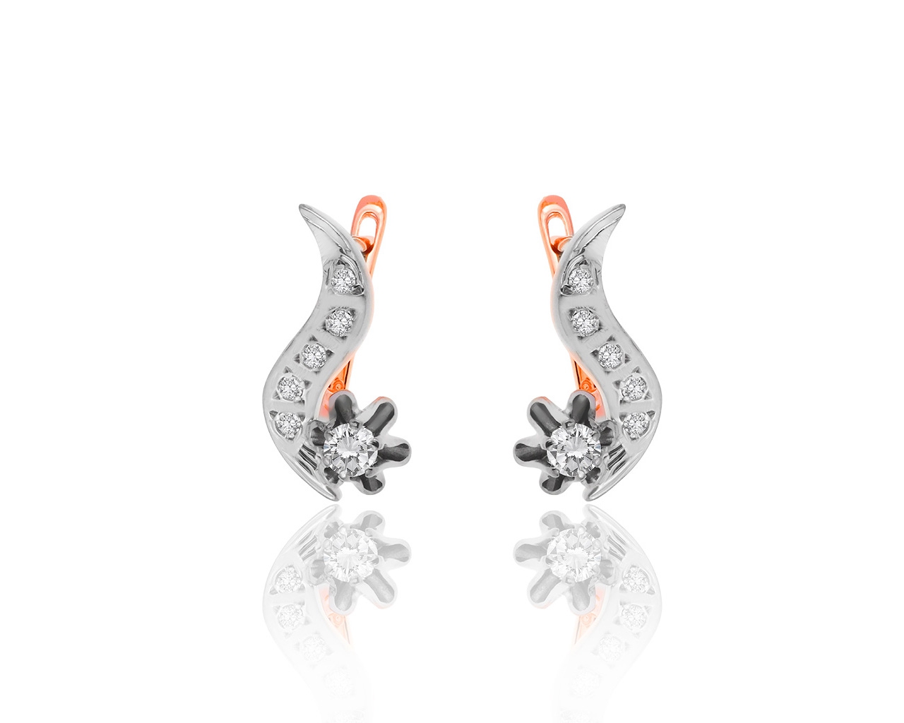 Красивые золотые серьги с бриллиантами 0.44ct 300120/12