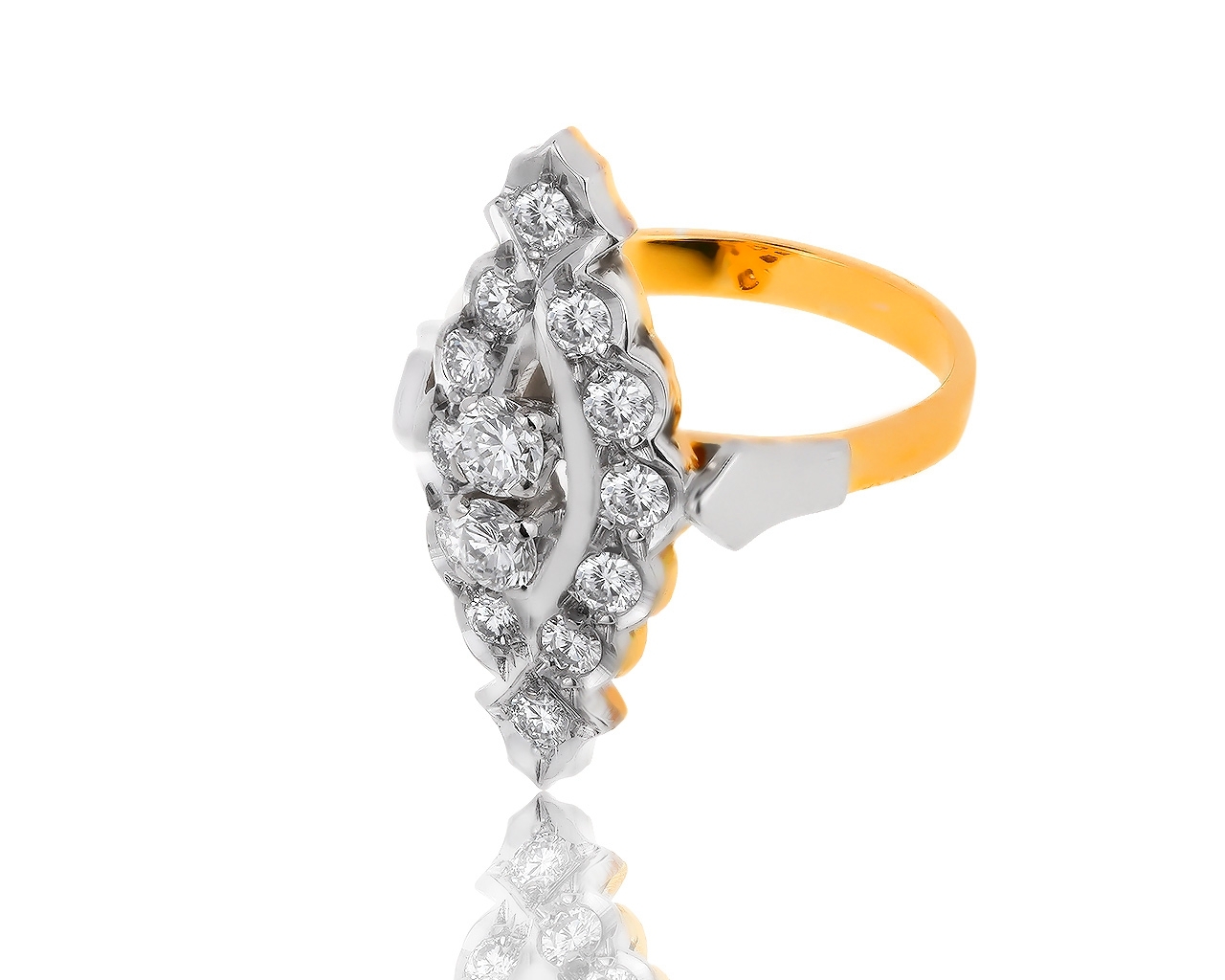 Винтажное золотое кольцо с бриллиантами 0.88ct 210719/9